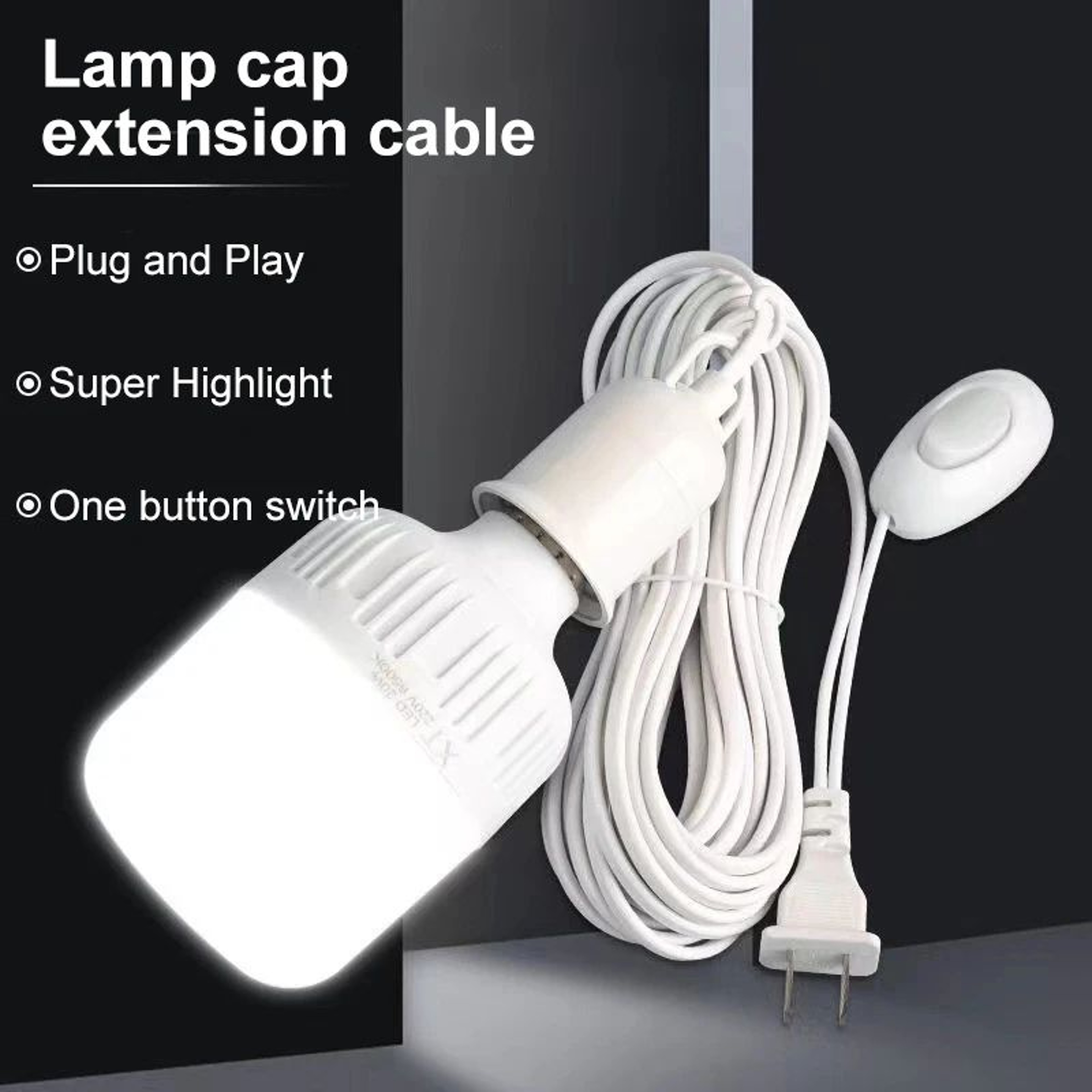 E27 Hanging Lamp Holder With Switch And 5m Or 10m Cable 5