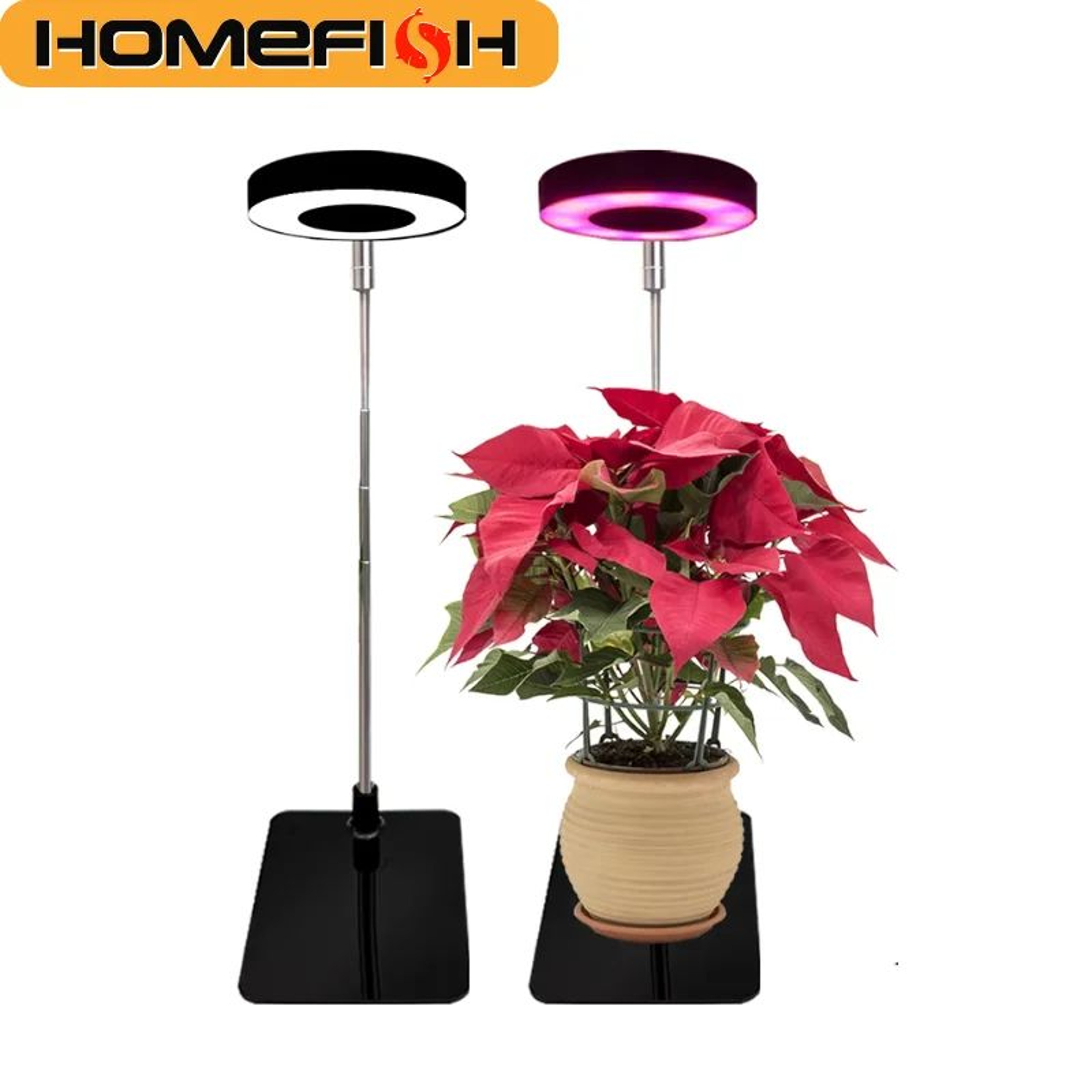 HOMEFISH Full Spectrum LED Plant Grow Light With Timer And Adjustable Height 5