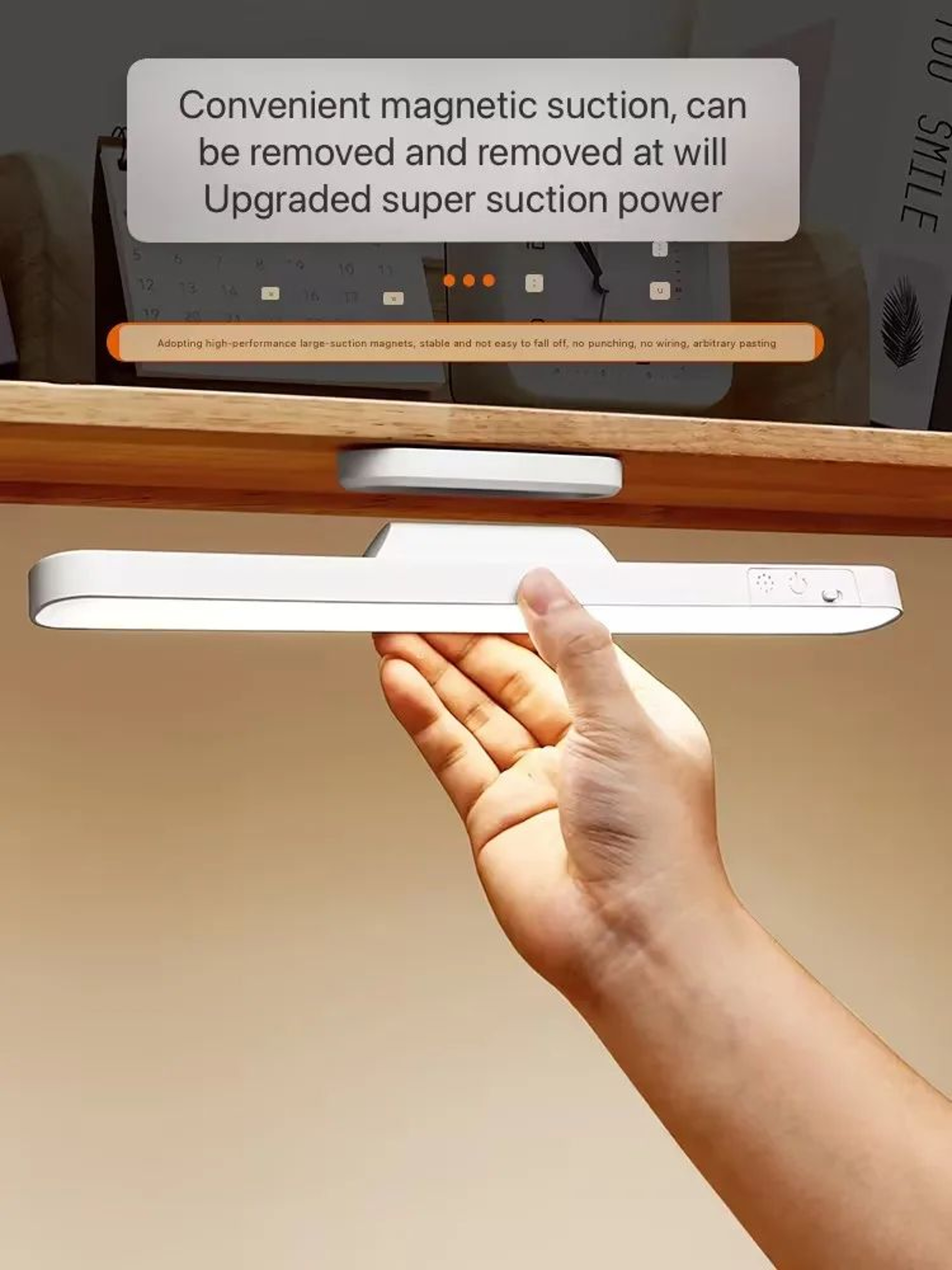 HOMEFISH Rechargeable Magnetic Desk Lamp With Three Light Colors 5