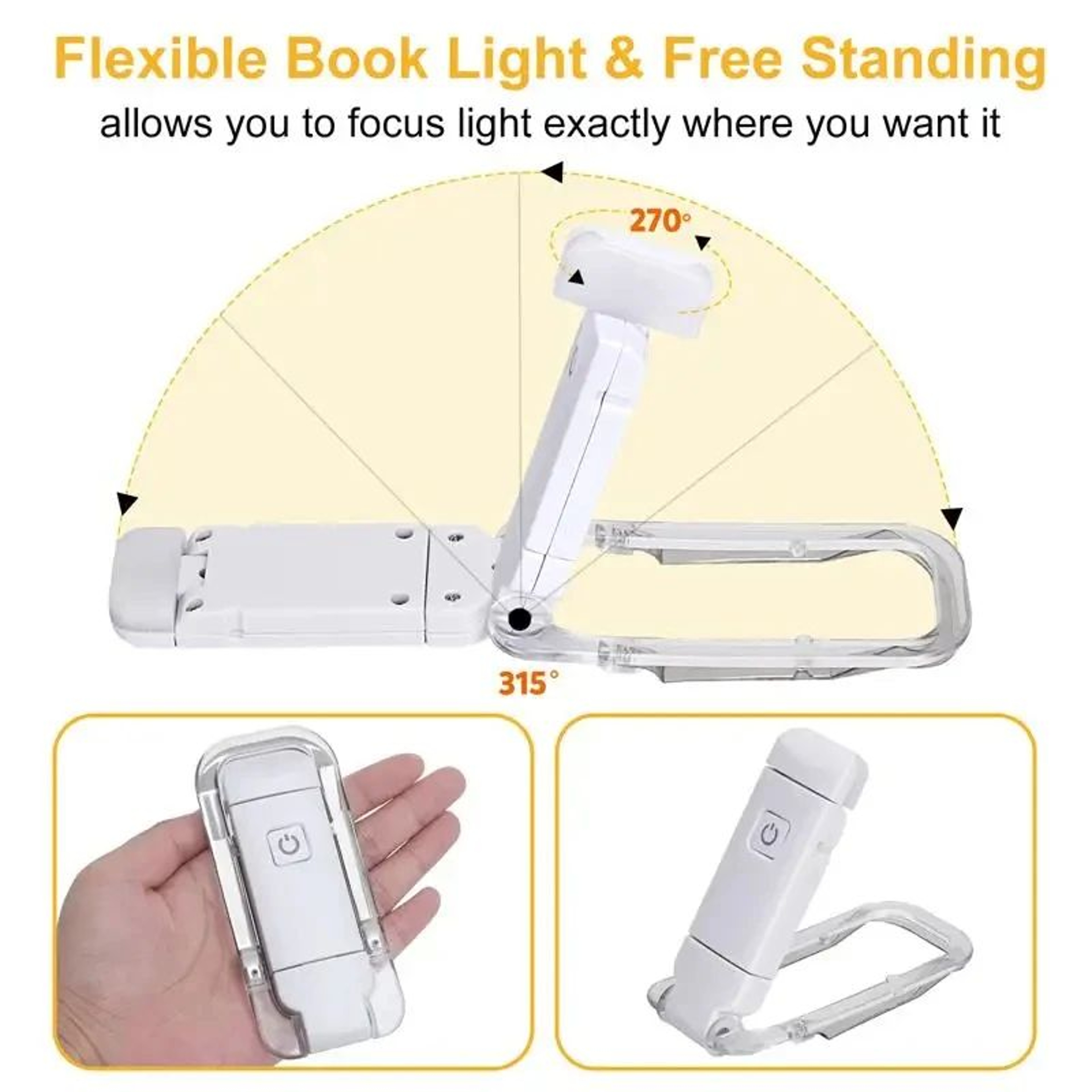 Mini Rechargeable LED Clip On Book Light With Adjustable Brightness 3