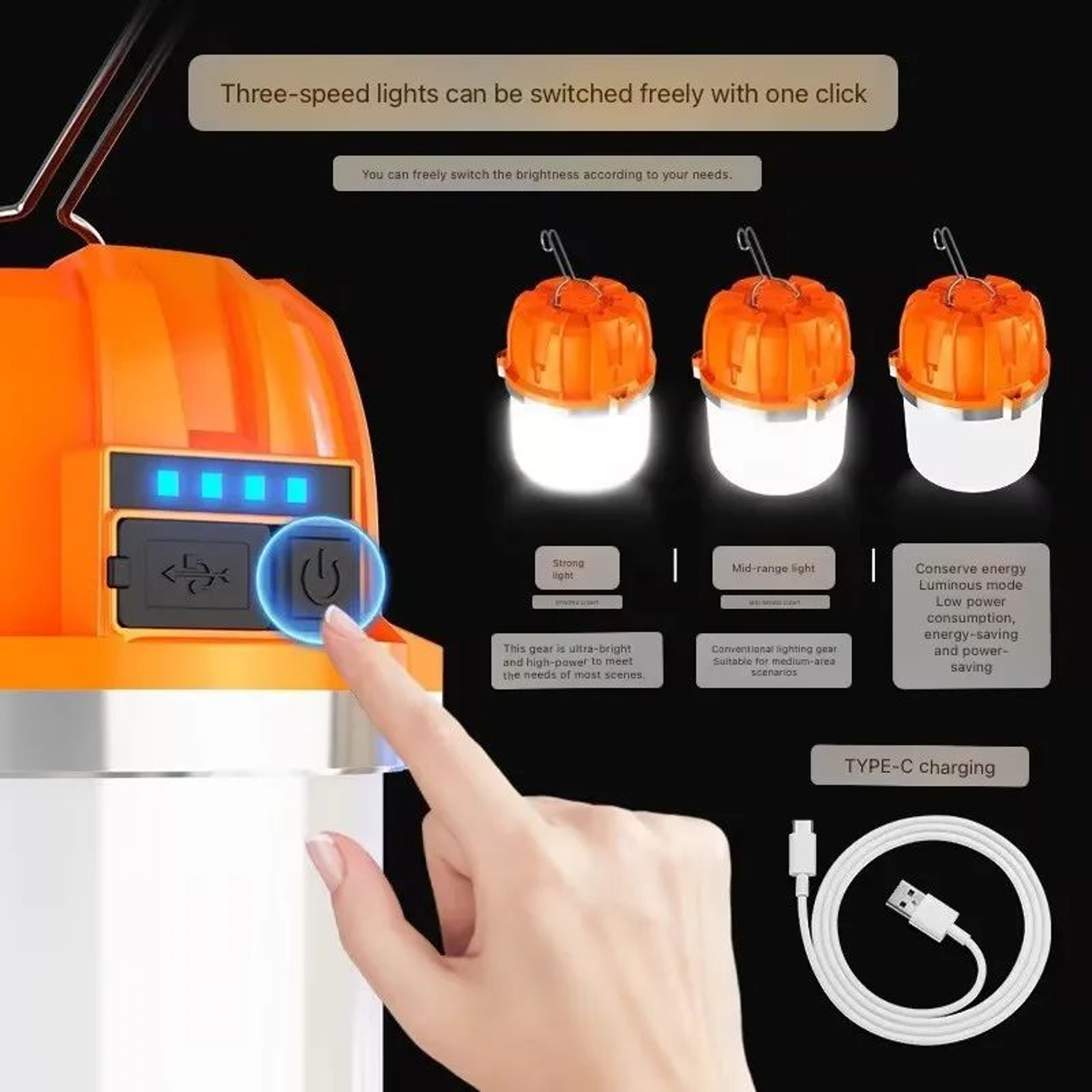 USB Rechargeable LED Camping Lantern With Flashlight And Power Display 1