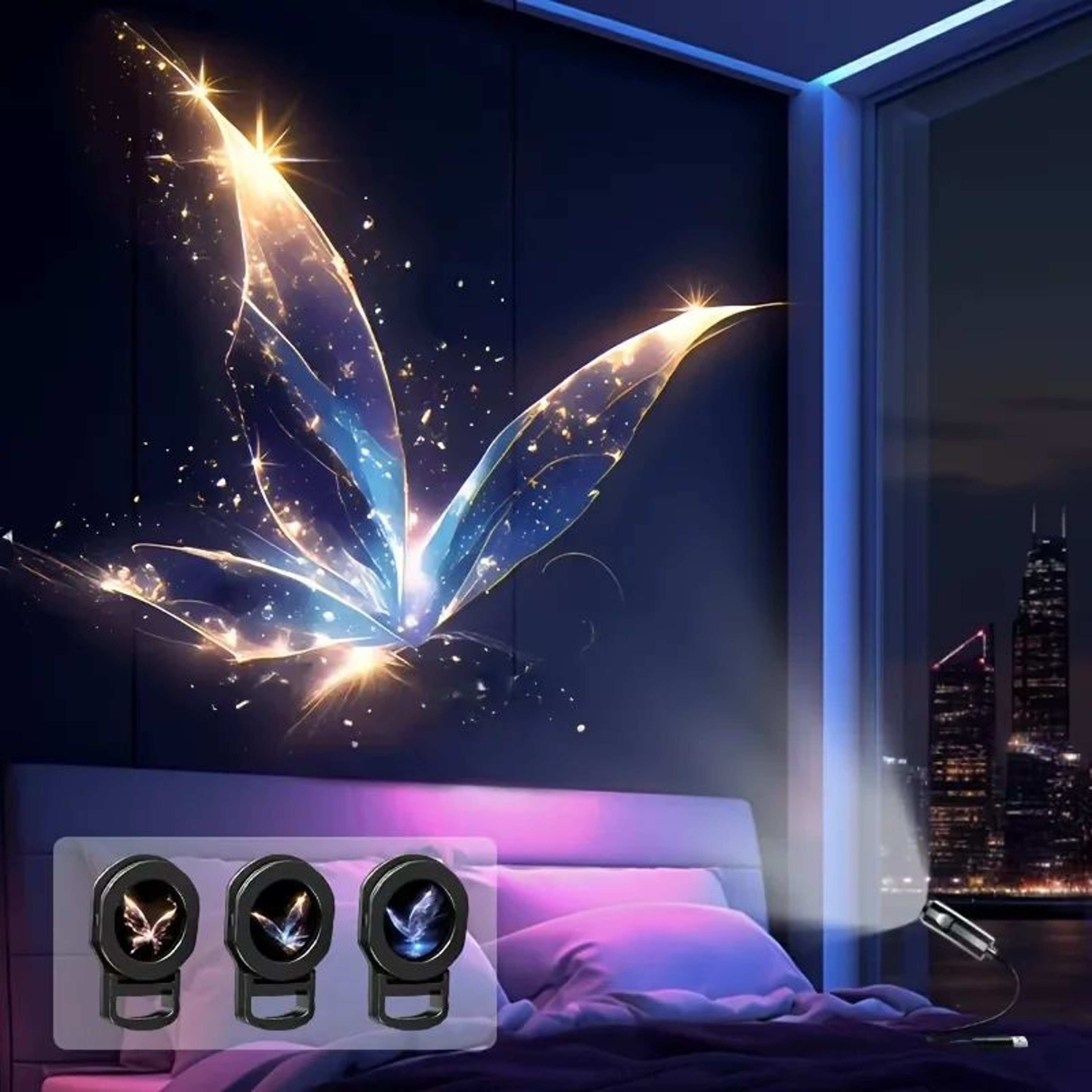 USB LED Projector Night Light With Ocean And Butterfly Patterns 4