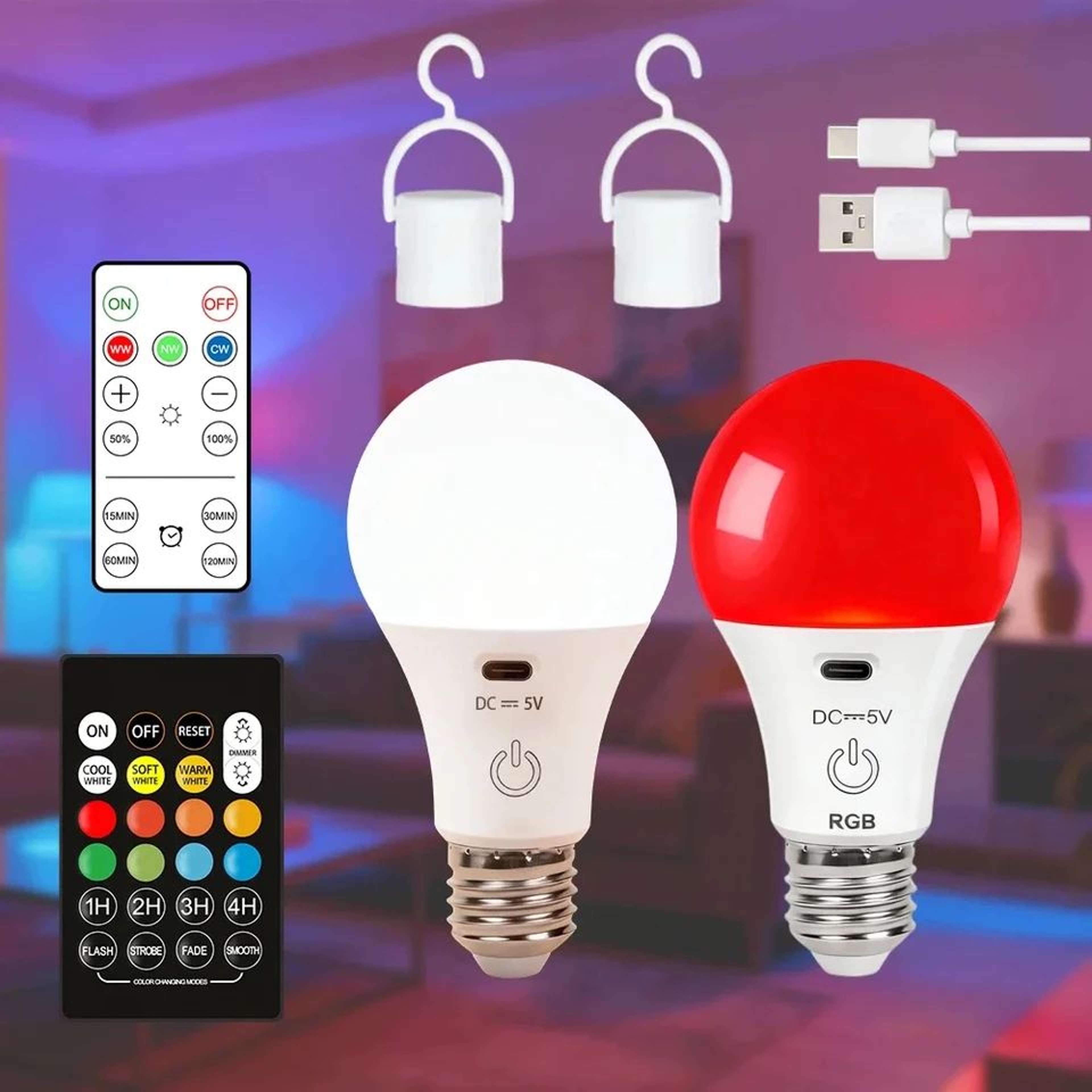 HOMEFISH Rechargeable E27 LED Bulb With Dimming And Timer 4