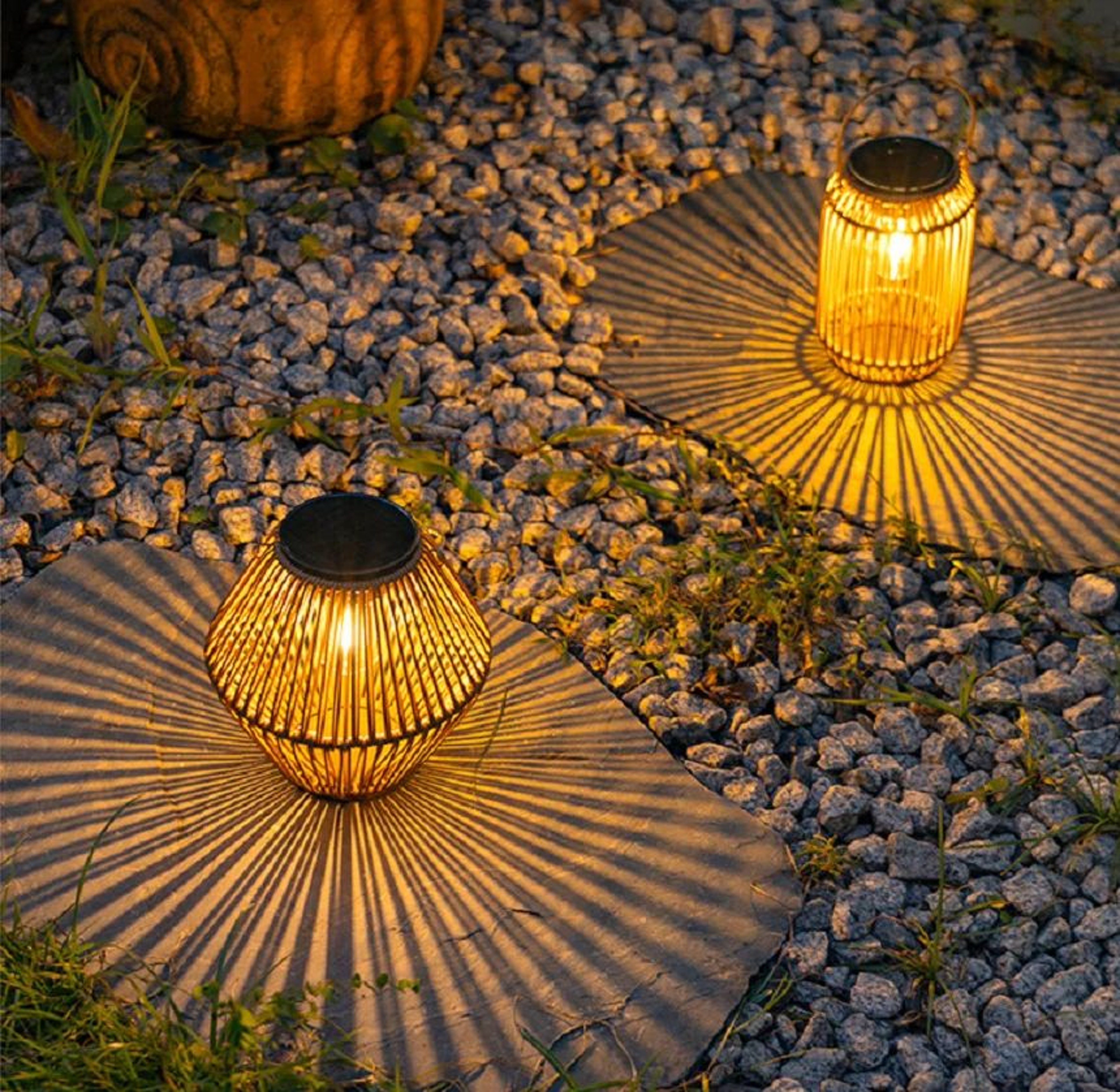 Boho Solar Hanging Rattan Style Lantern For Garden And Patio 1