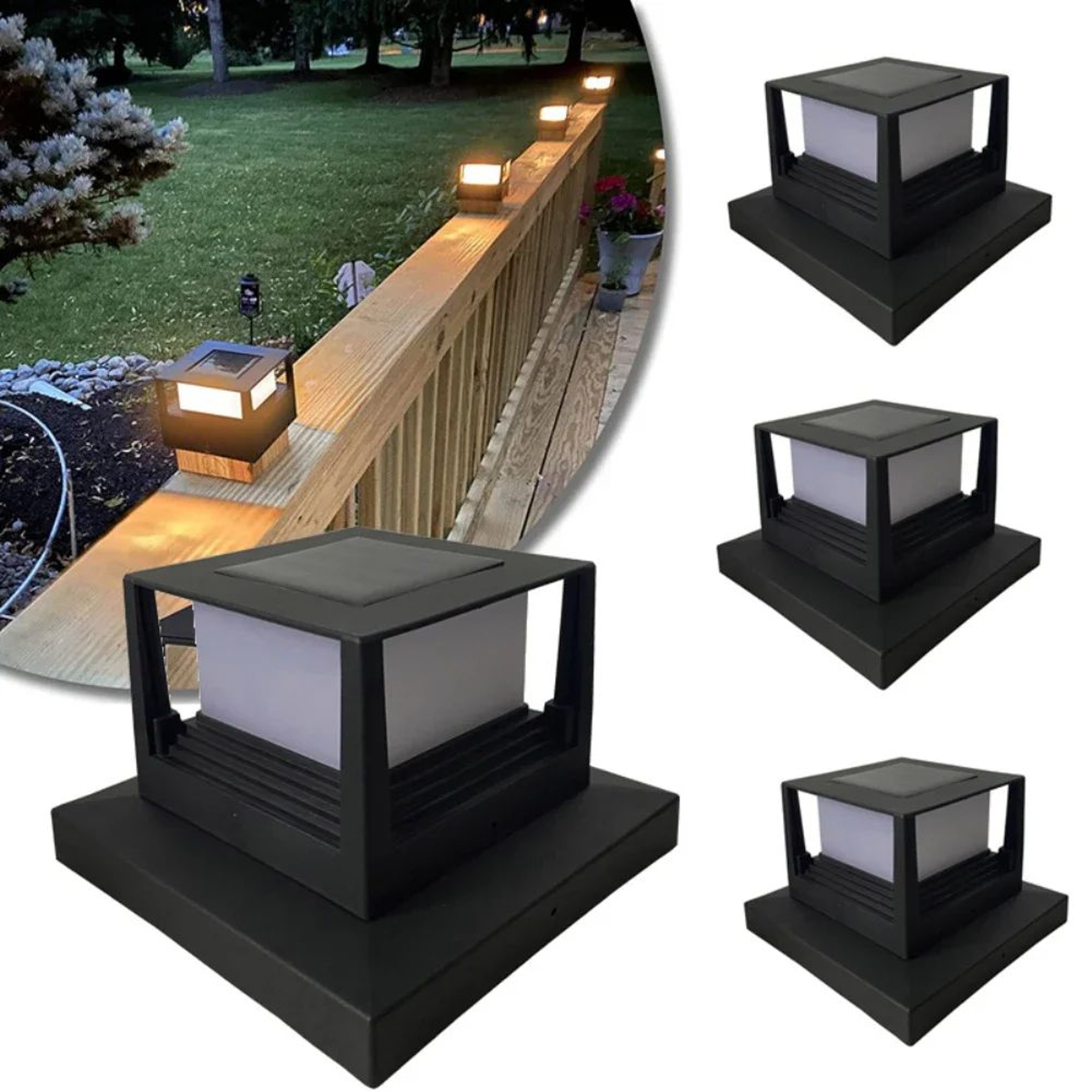 HOMEFISH Waterproof Solar LED Fence Post Cap Light For Gardens 9