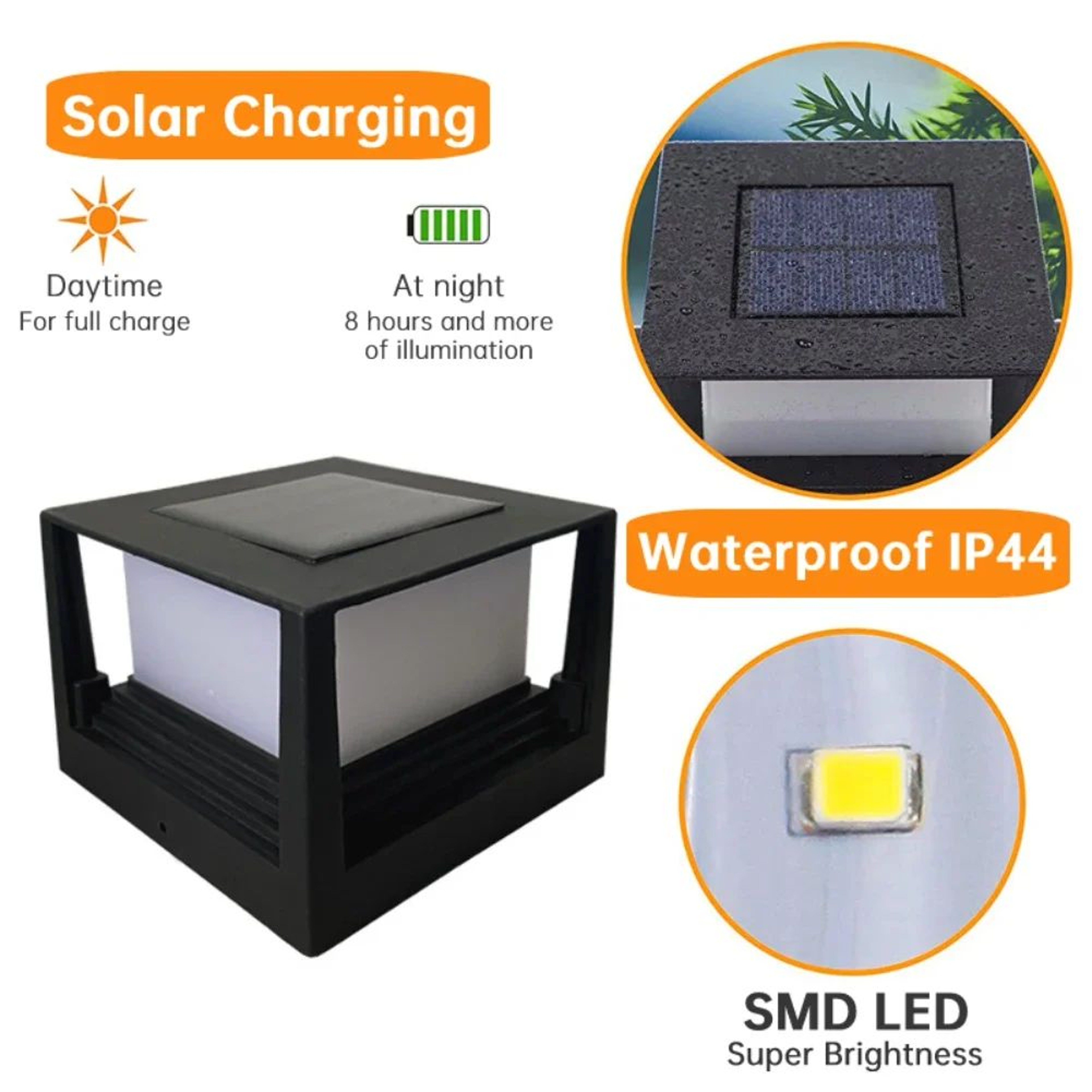 HOMEFISH Waterproof Solar LED Fence Post Cap Light For Gardens 8