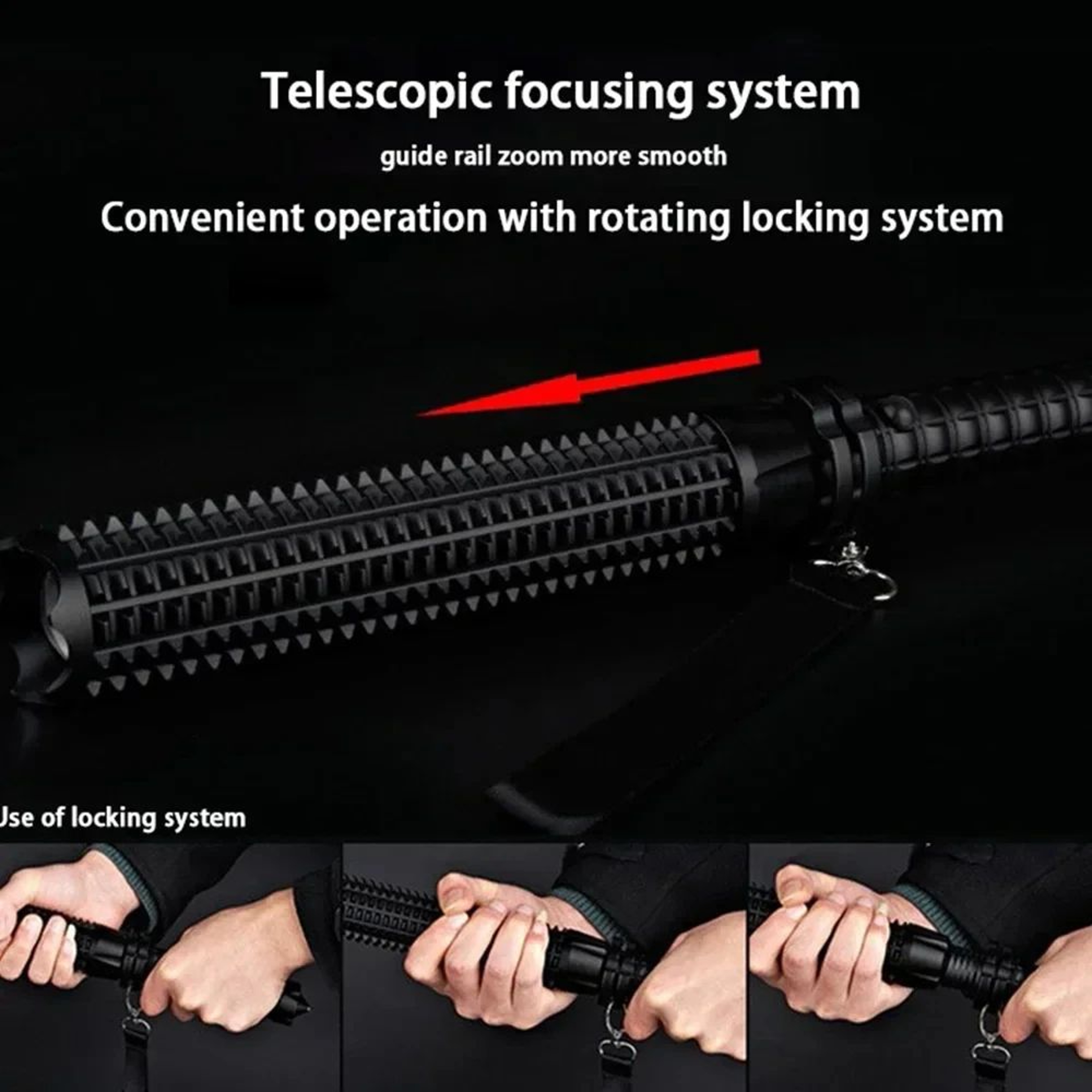 Aluminum Alloy Baseball Bat Style LED Flashlight With Adjustable Zoom 5