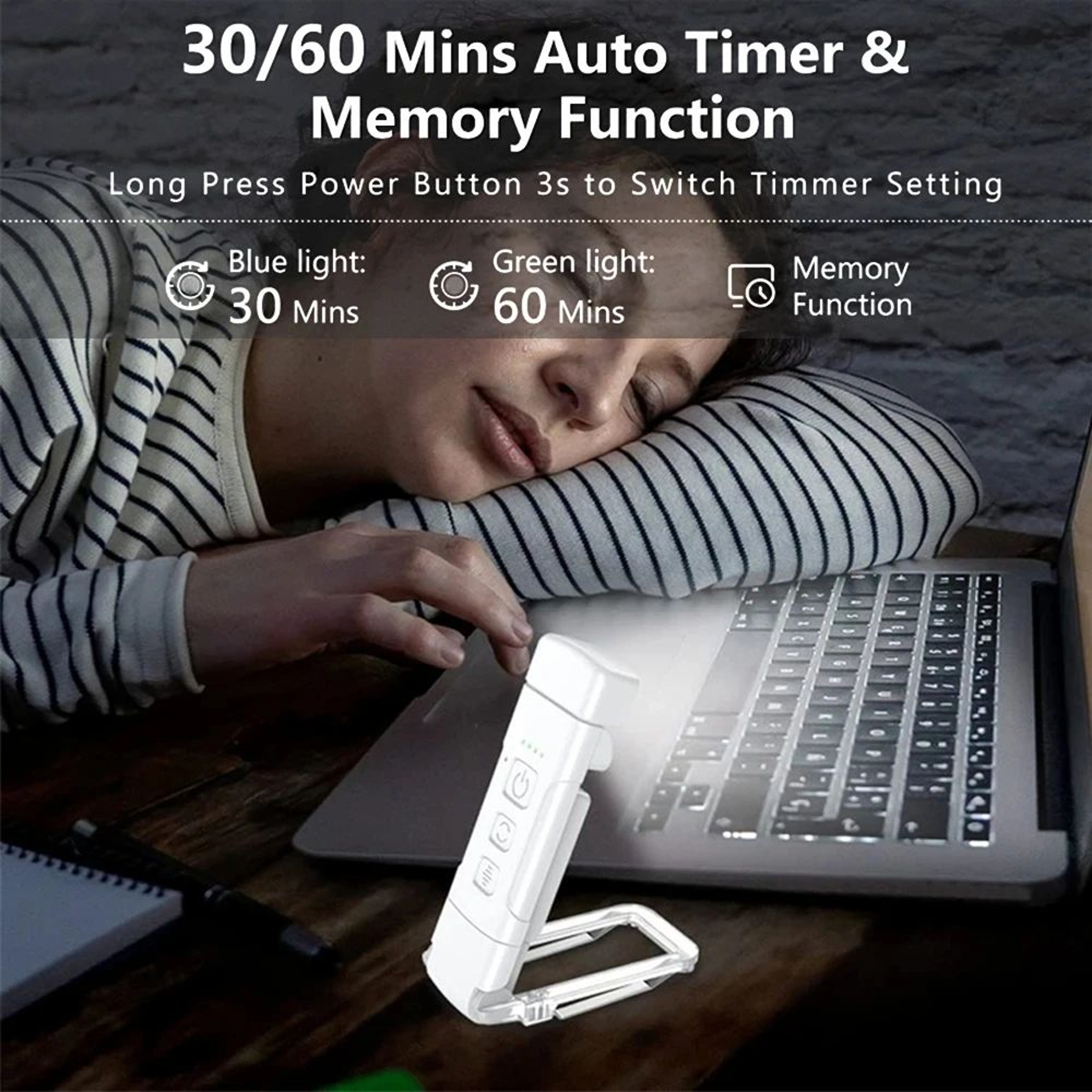 HOMEFISH USB Rechargeable Clip On Book Light With Timer 0