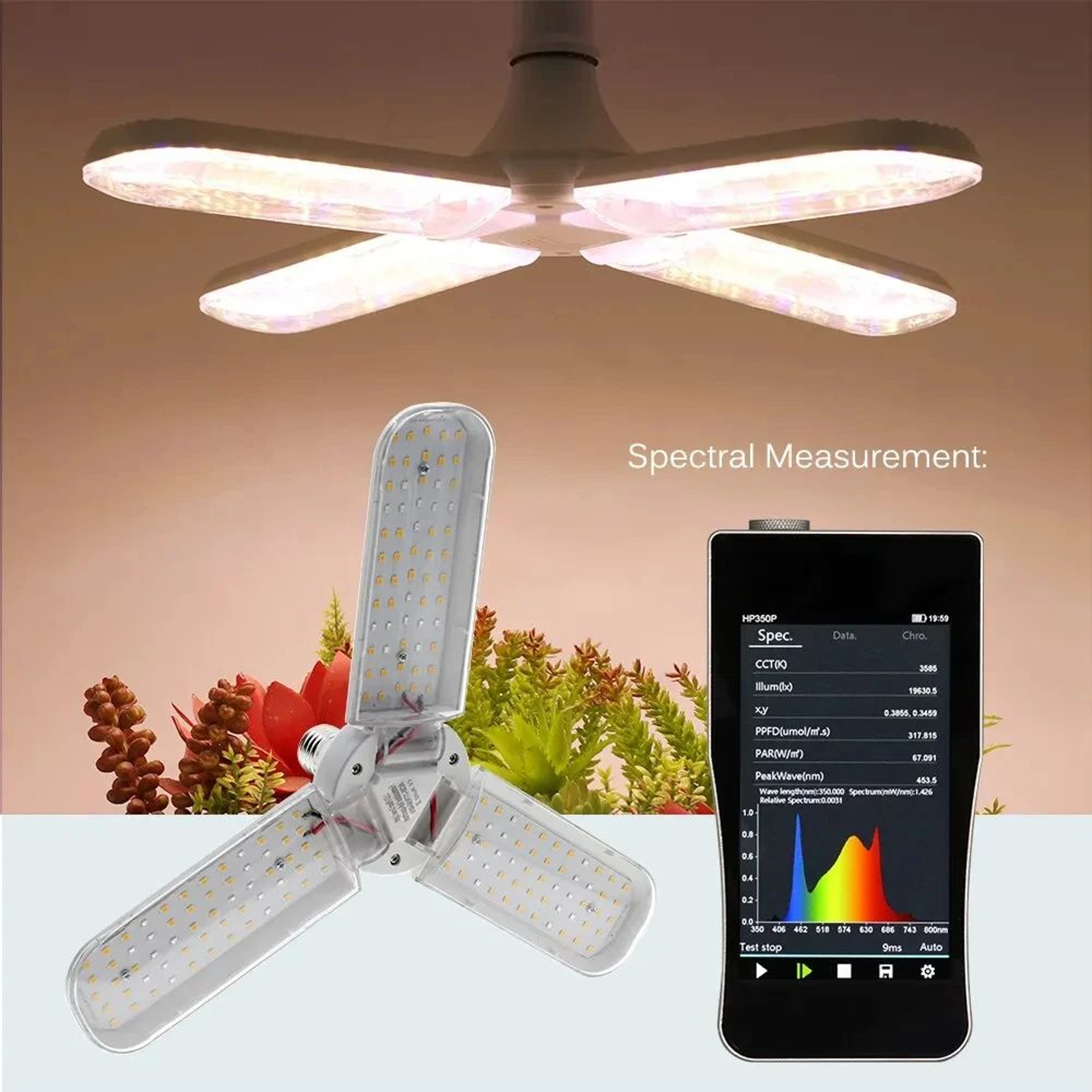 48W Full Spectrum E27 LED Grow Light With Foldable Panels 4