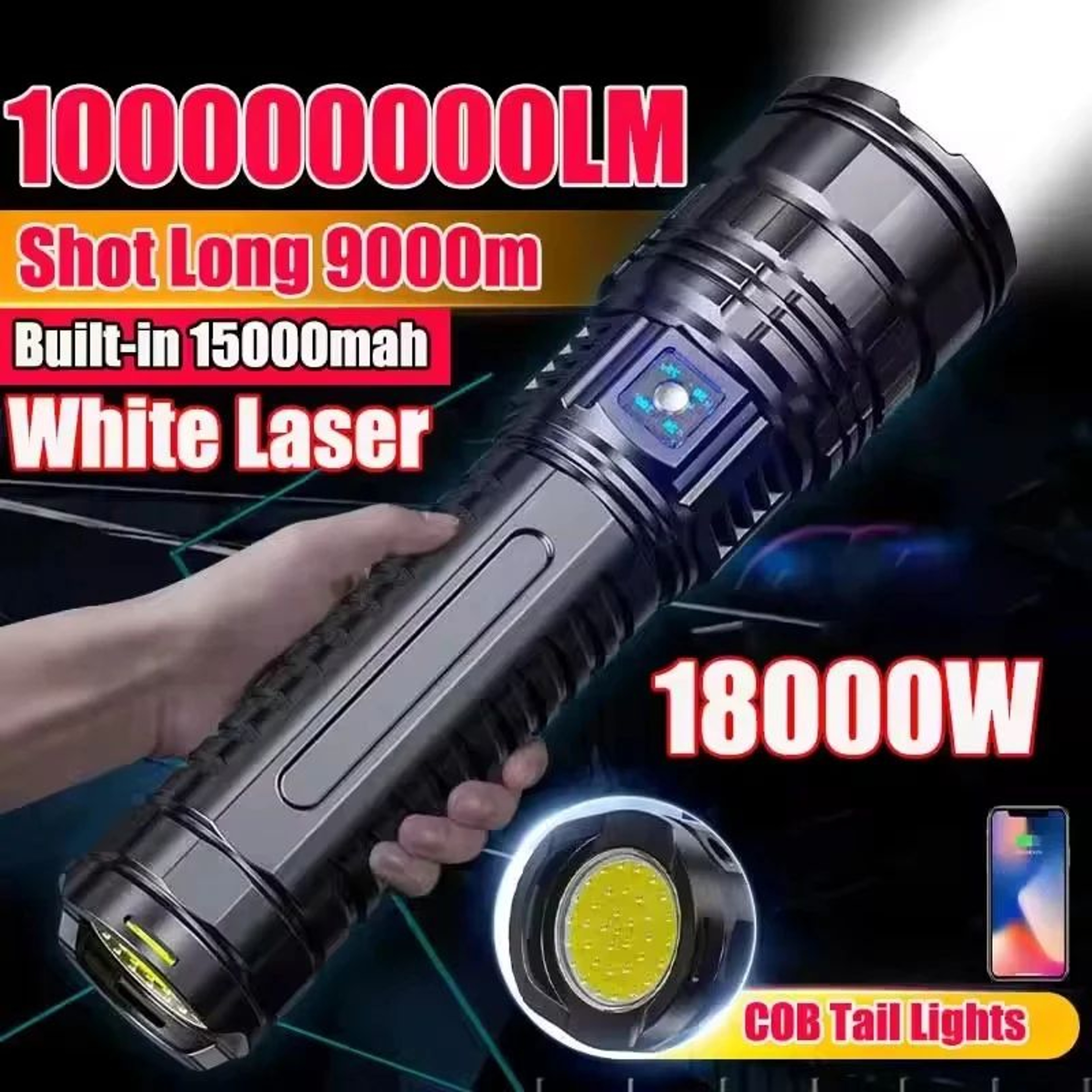 High Power LED Flashlight With Built In Battery For Outdoor And Emergency Use 0