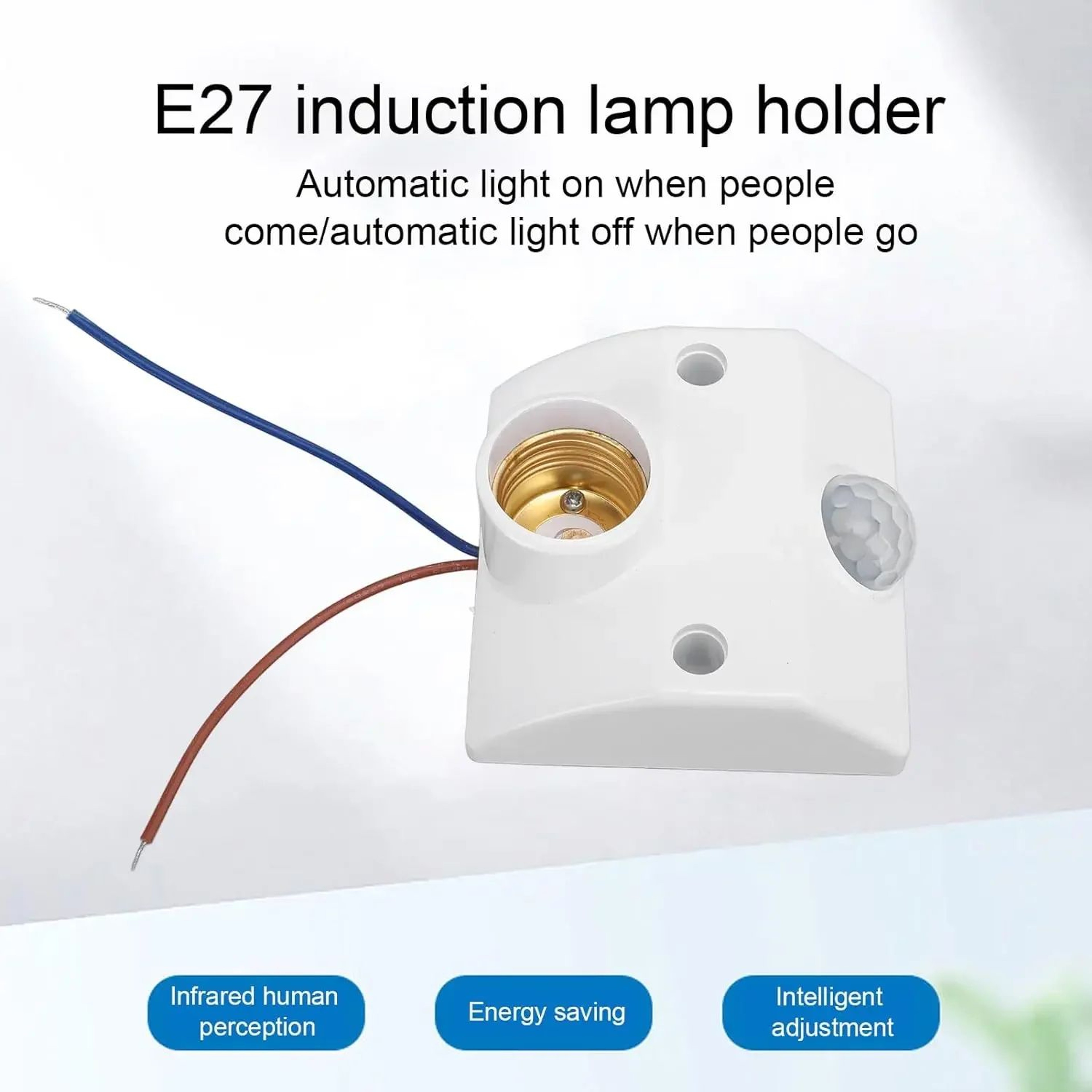 E27 Infrared Motion Sensor Wall Lamp Holder AC110 To 240V 5