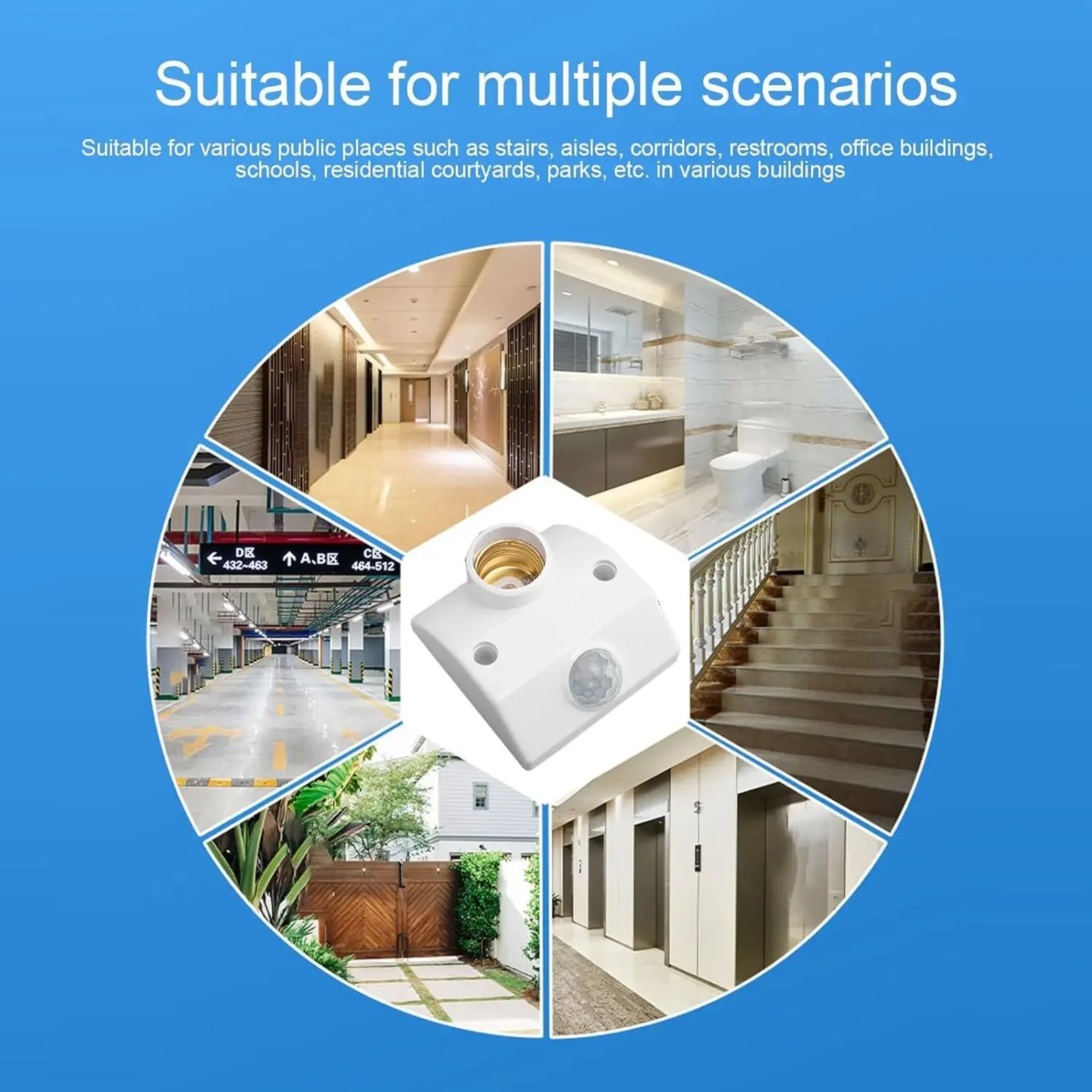 E27 Infrared Motion Sensor Wall Lamp Holder AC110 To 240V 4