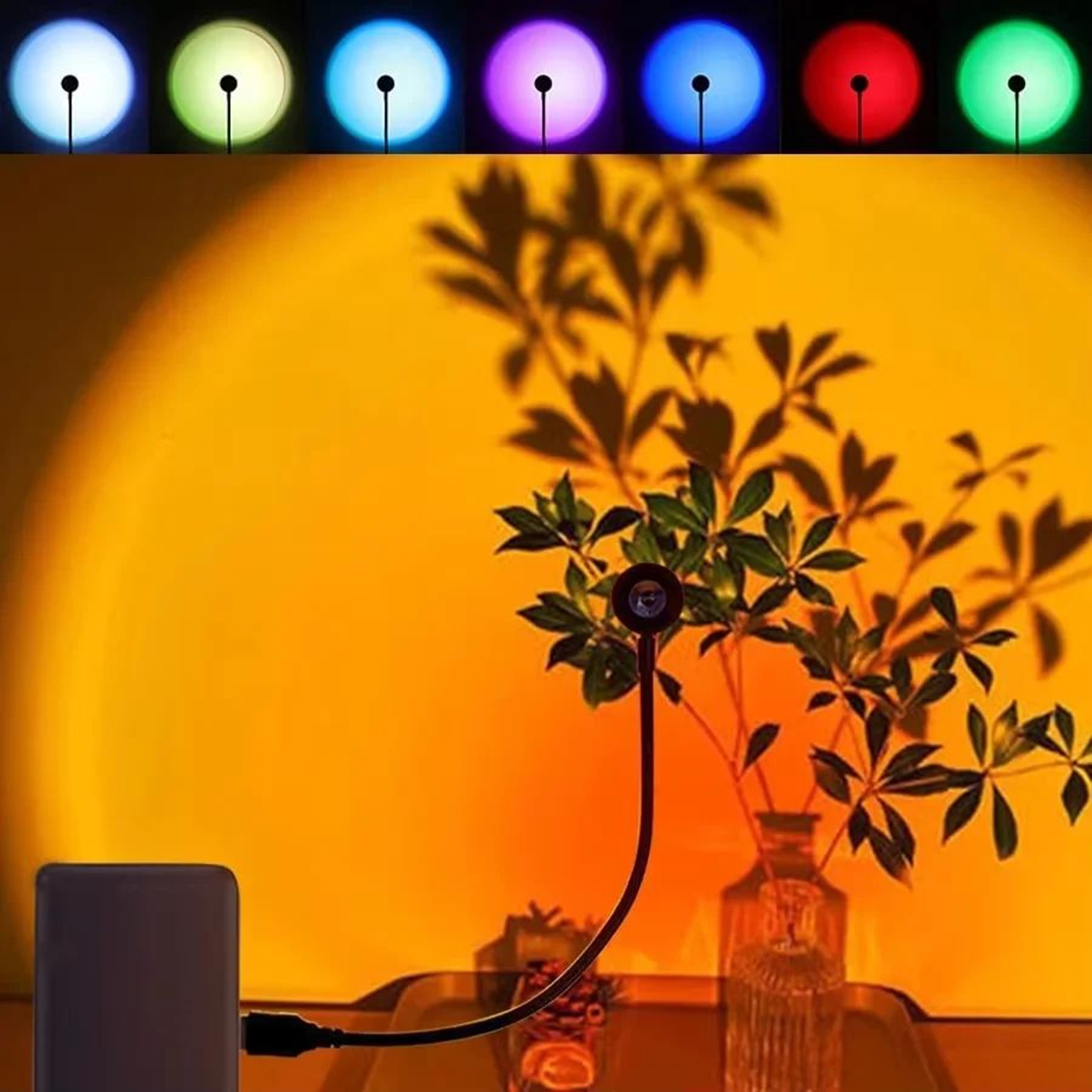 HOMEFISH LED Sunset Projection Lamp USB Mood Light For Room Decor 0