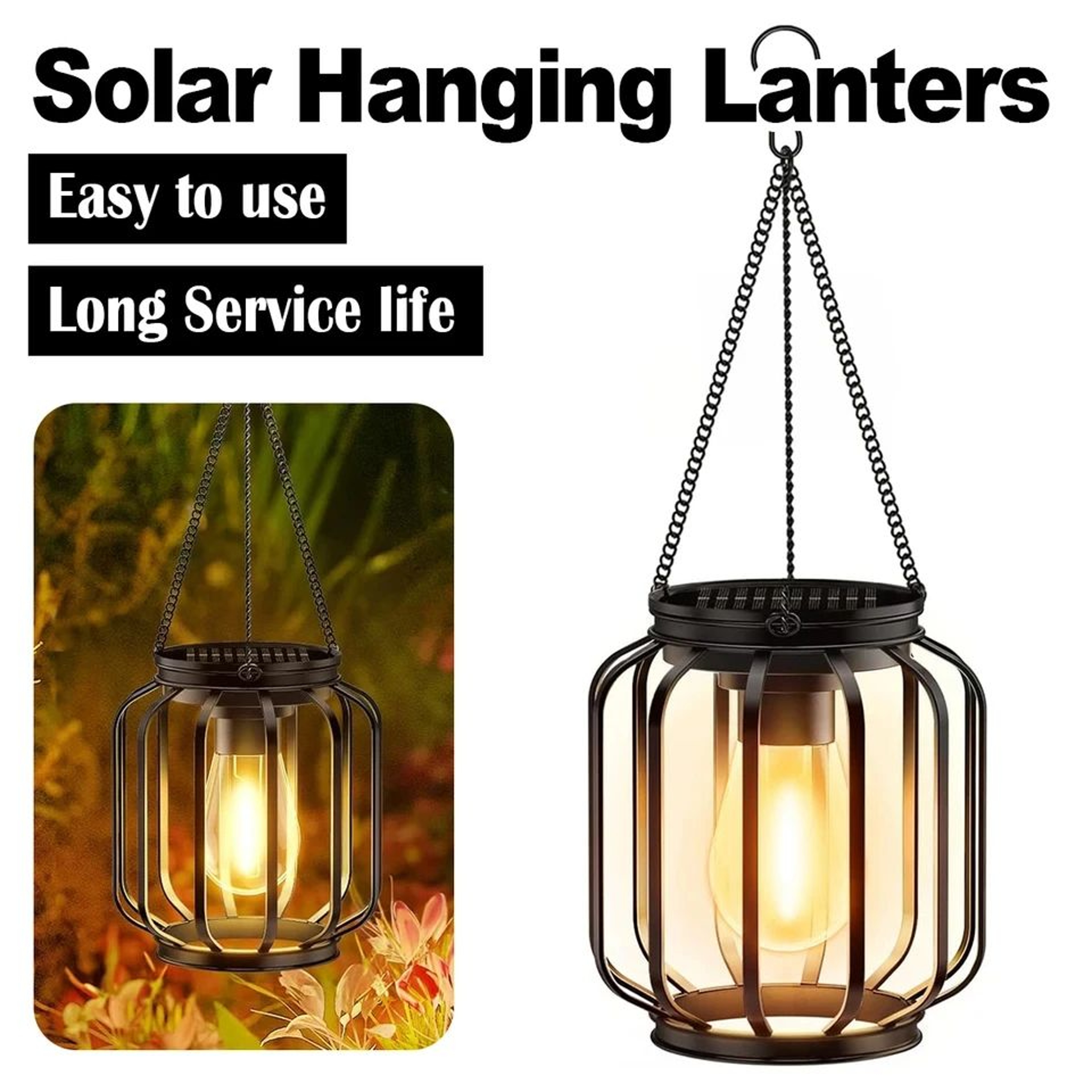 Warm White Solar Hanging Lantern For Garden And Patio Decor 1