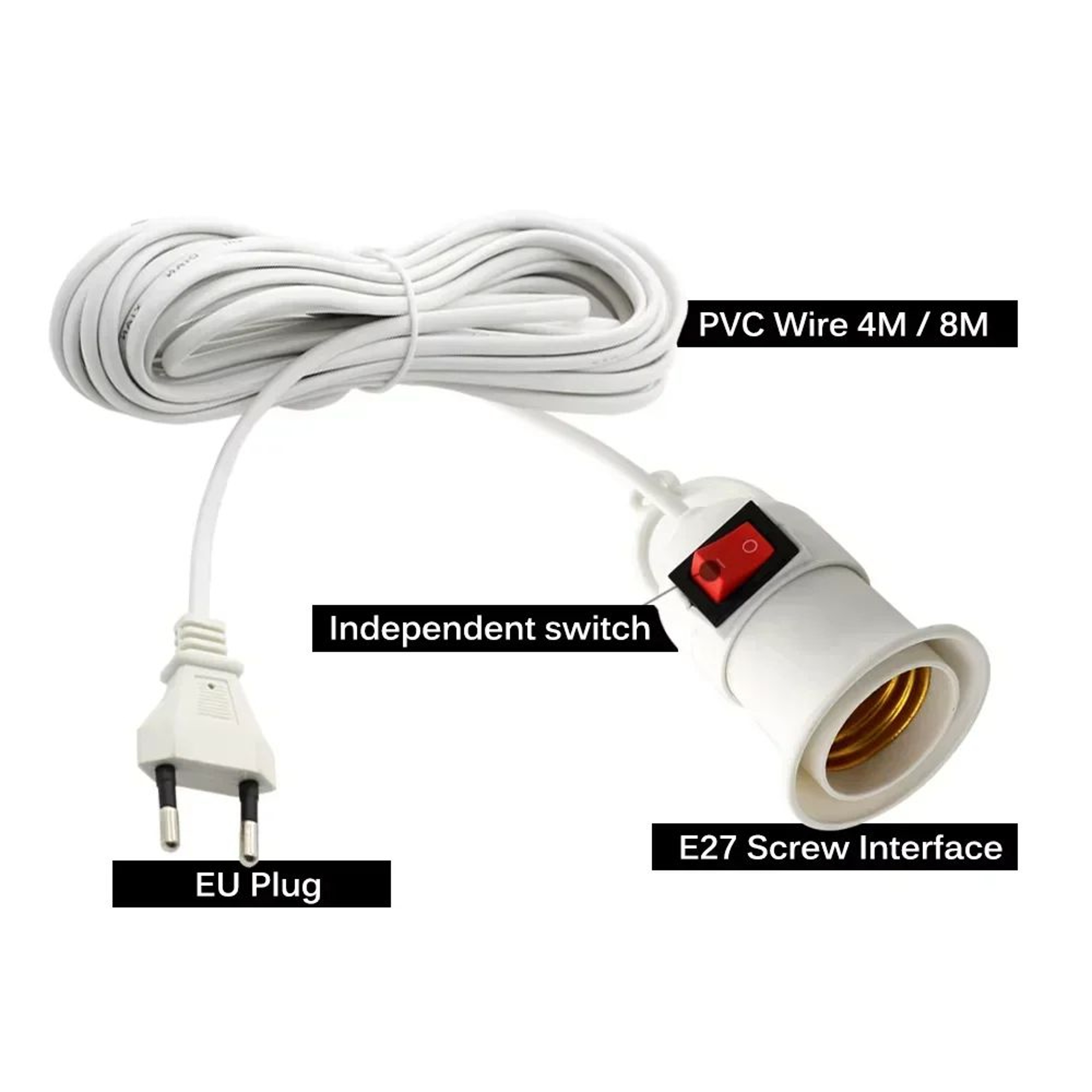 HOMEFISH E27 Hanging Lamp Holder With 23M Cable And Switch 5