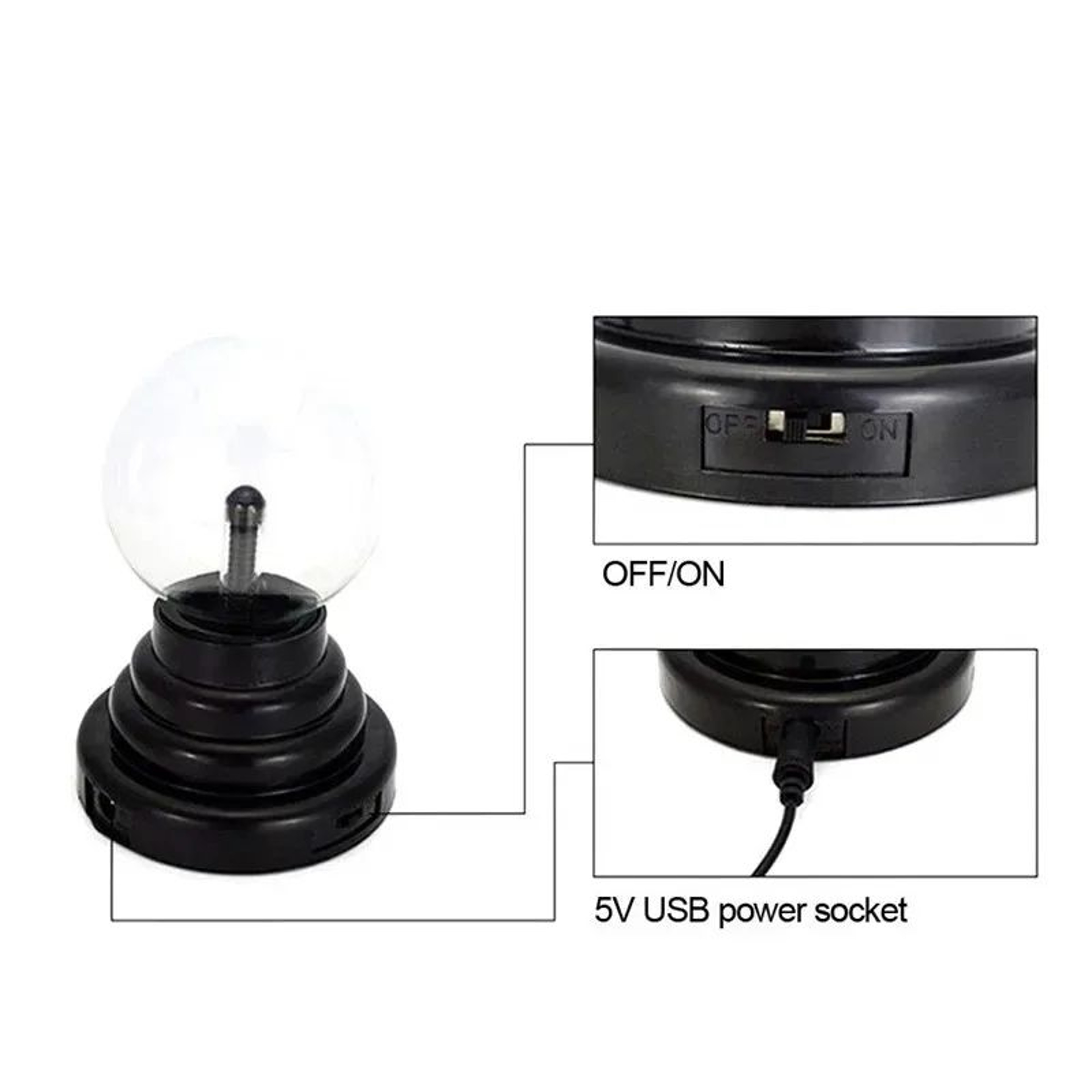 Touch Sensitive Glass Plasma Ball Lamp For Bedroom And Desk Decor 8