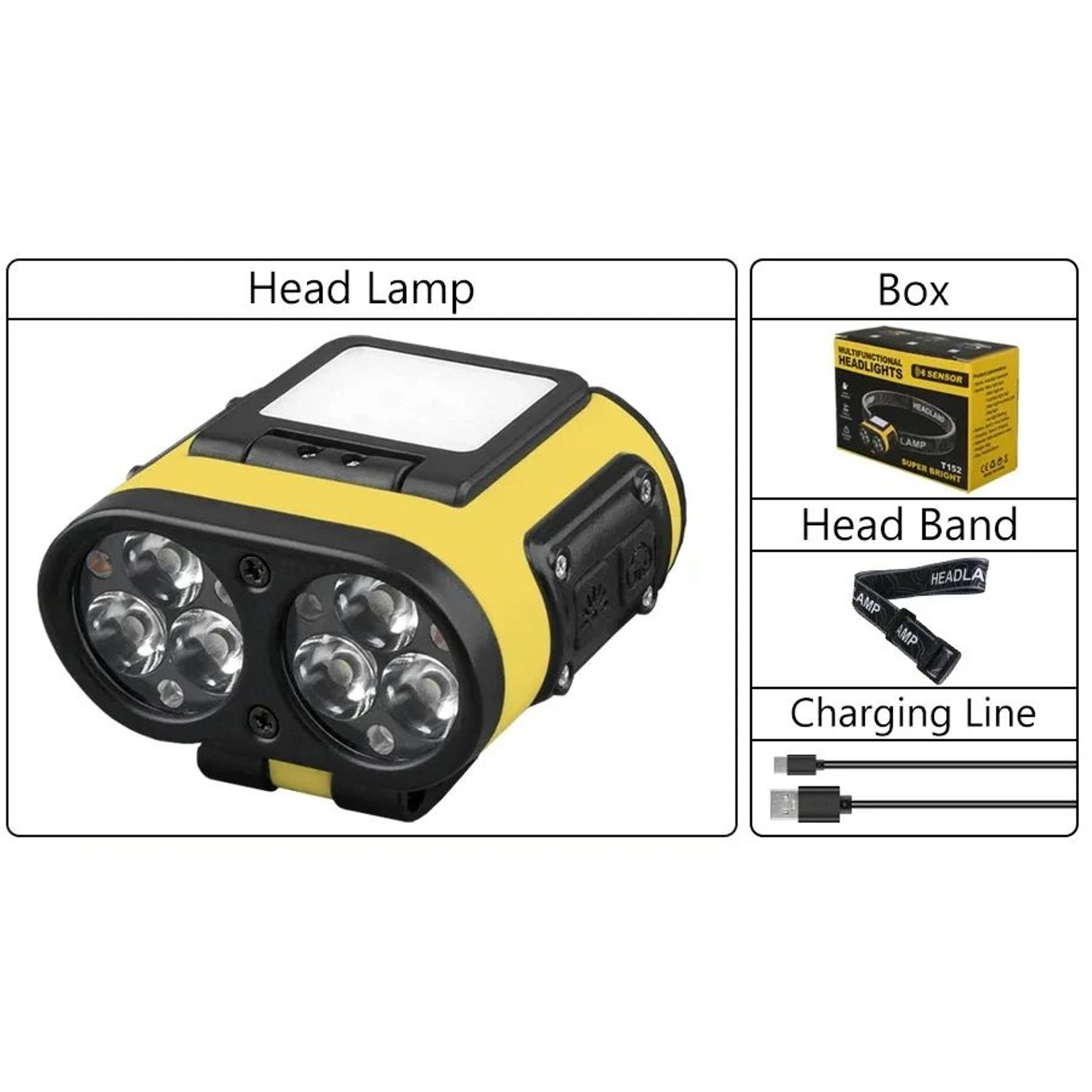USB Rechargeable 6 LED Headlamp With 6 Lighting Modes 6