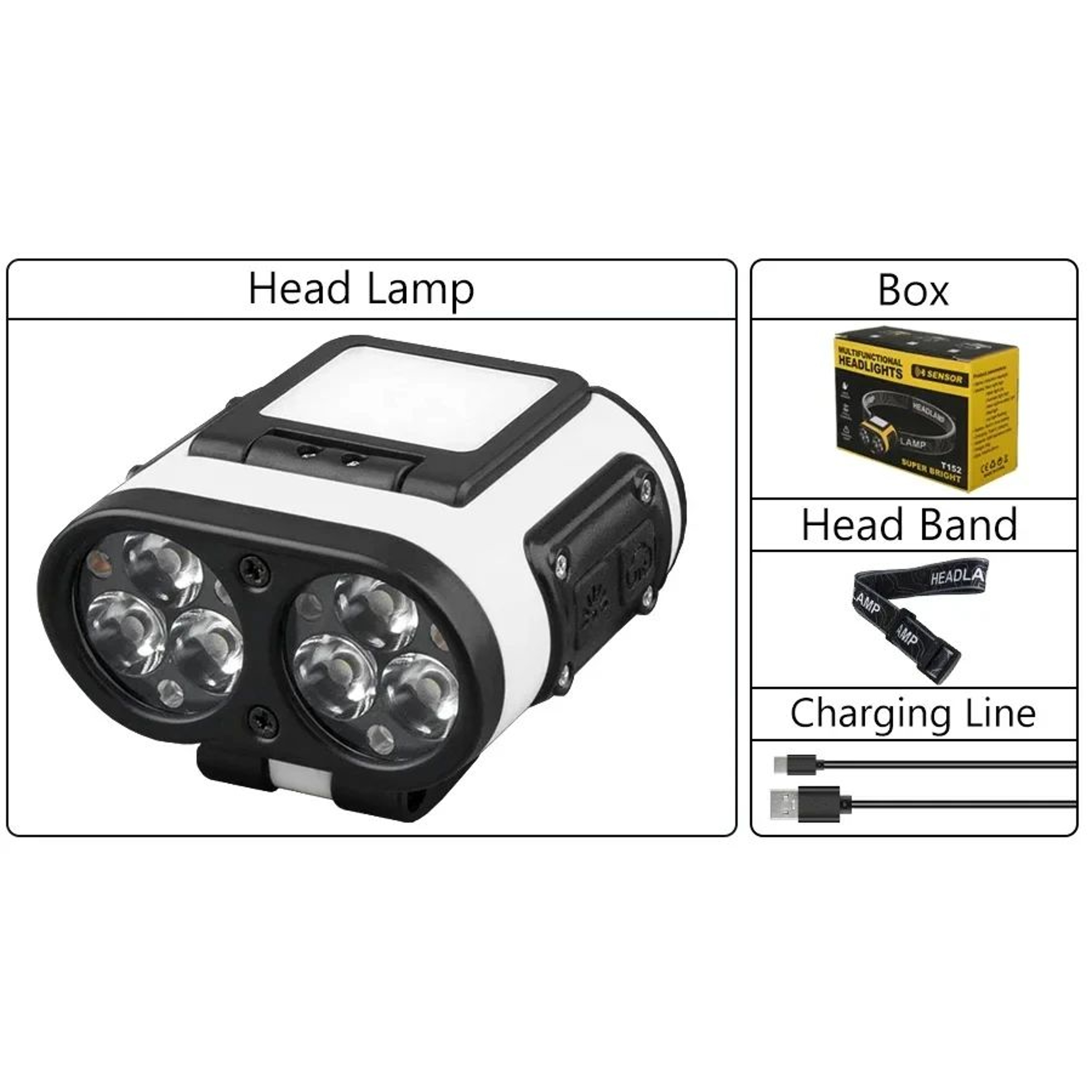 USB Rechargeable 6 LED Headlamp With 6 Lighting Modes 5