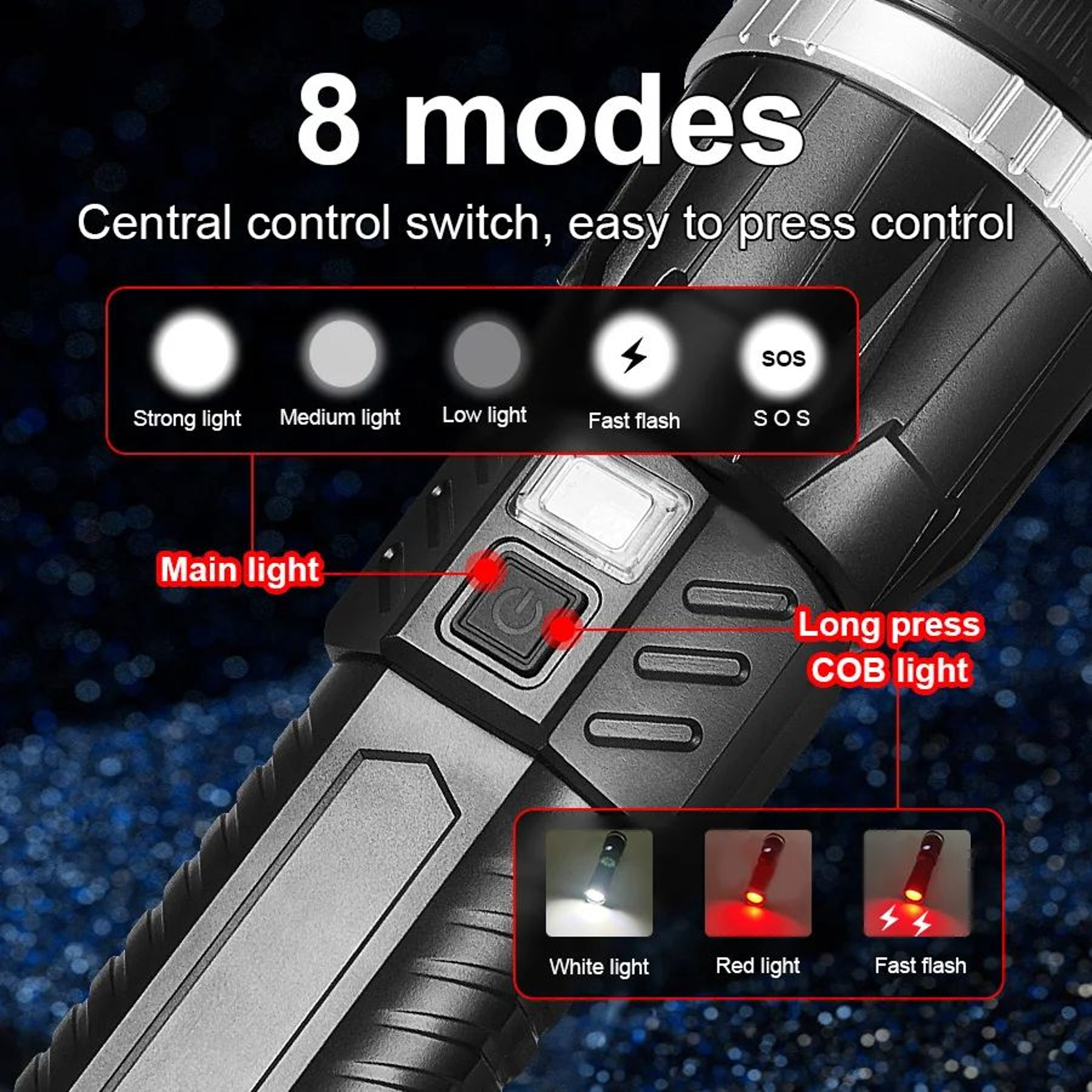 Rechargeable LED Flashlight With COB Lantern For Camping And Outdoor Use 1