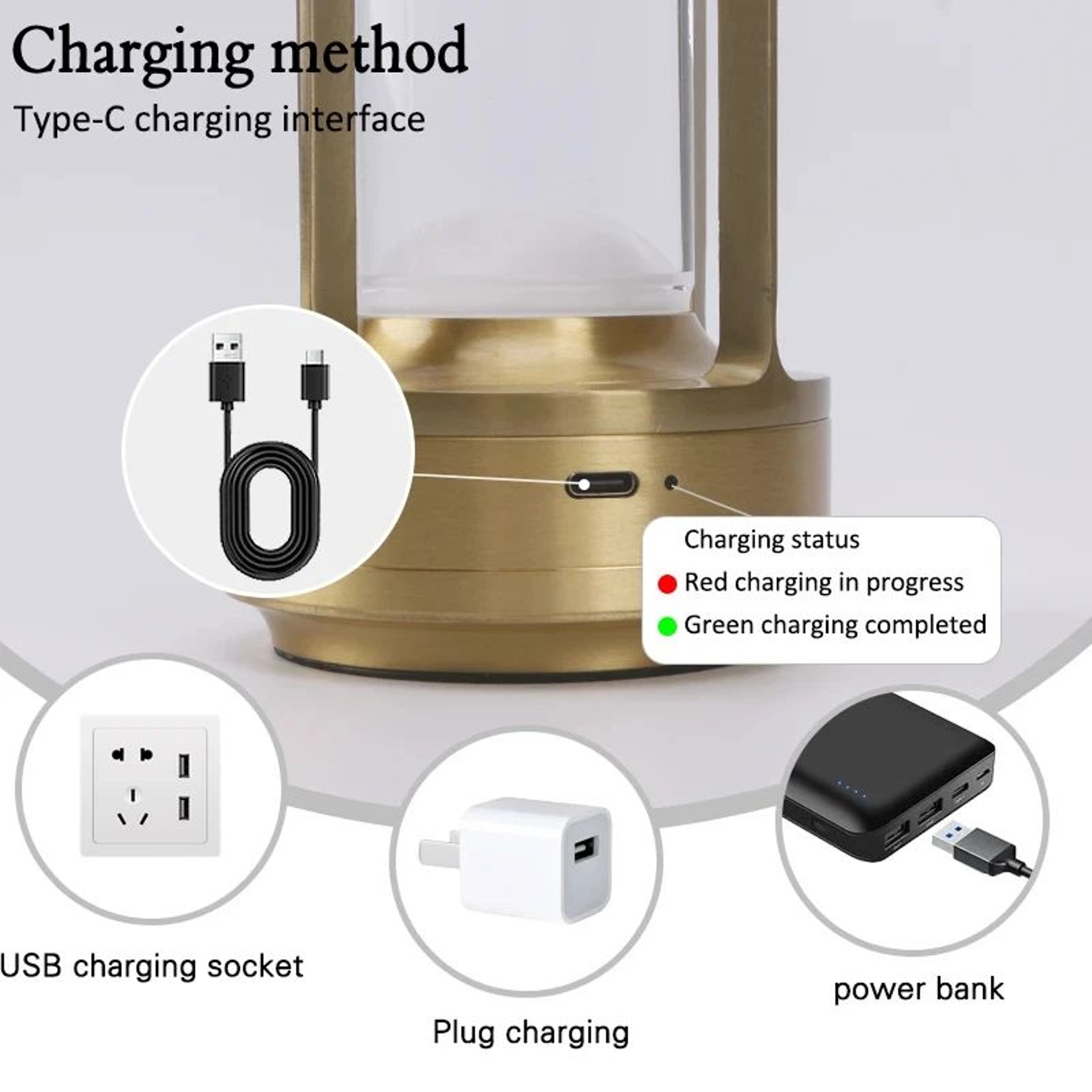 HOMEFISH Touch Control USB Rechargeable Table Lamp For Ambient Lighting 5