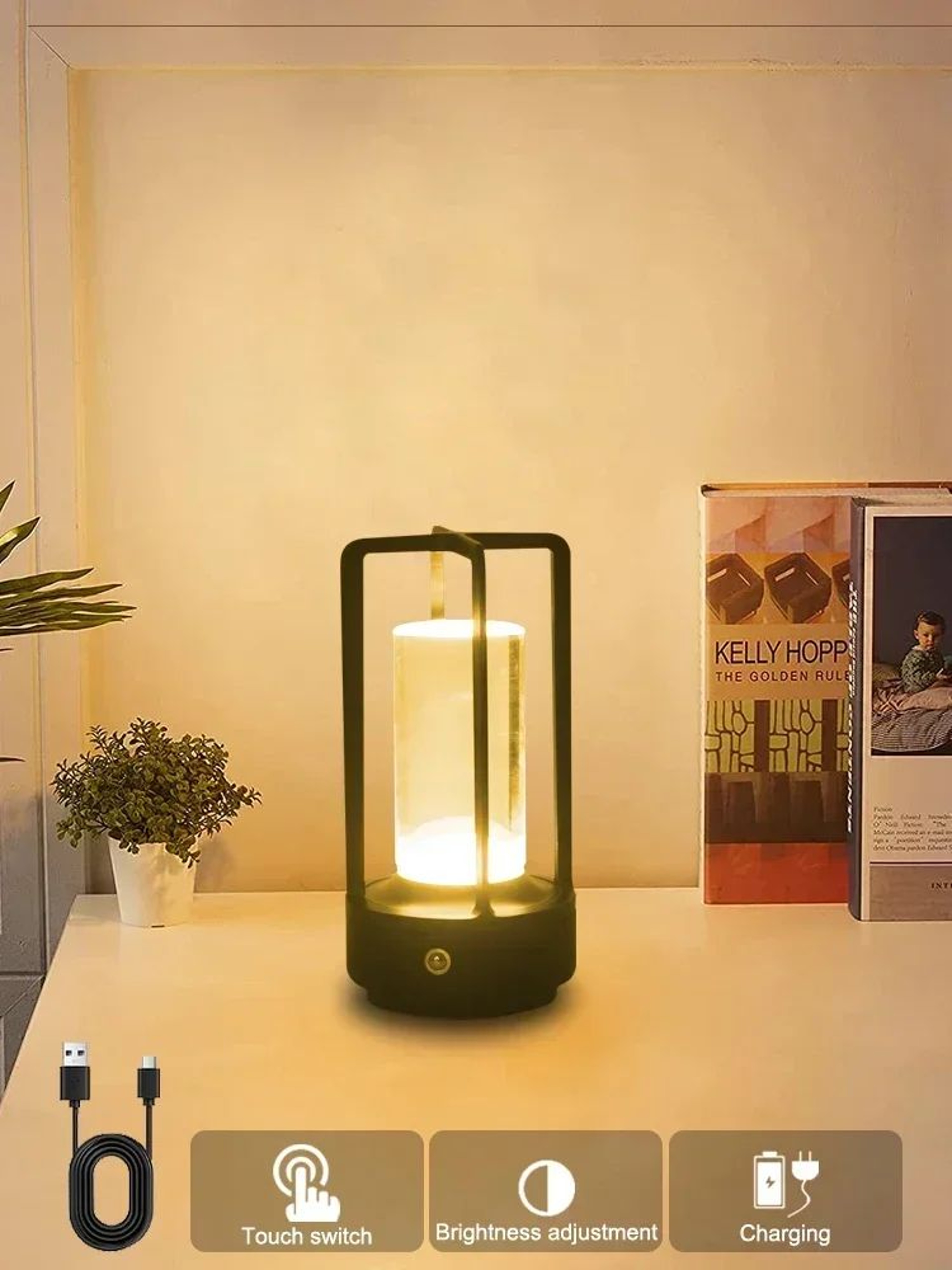 HOMEFISH Touch Control USB Rechargeable Table Lamp For Ambient Lighting 9