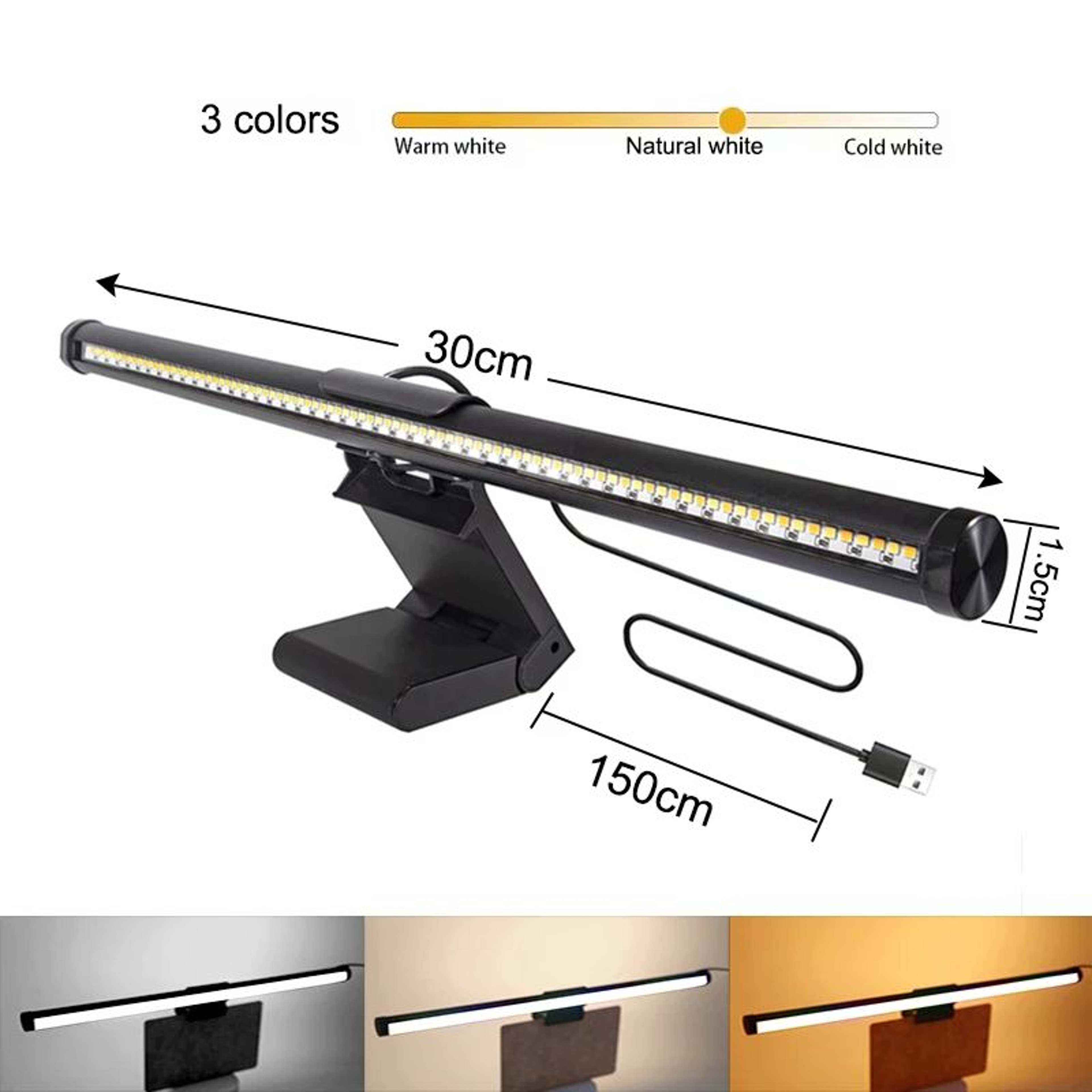 30cm LED Monitor Light Bar With Stepless Dimming For Work And Gaming 10