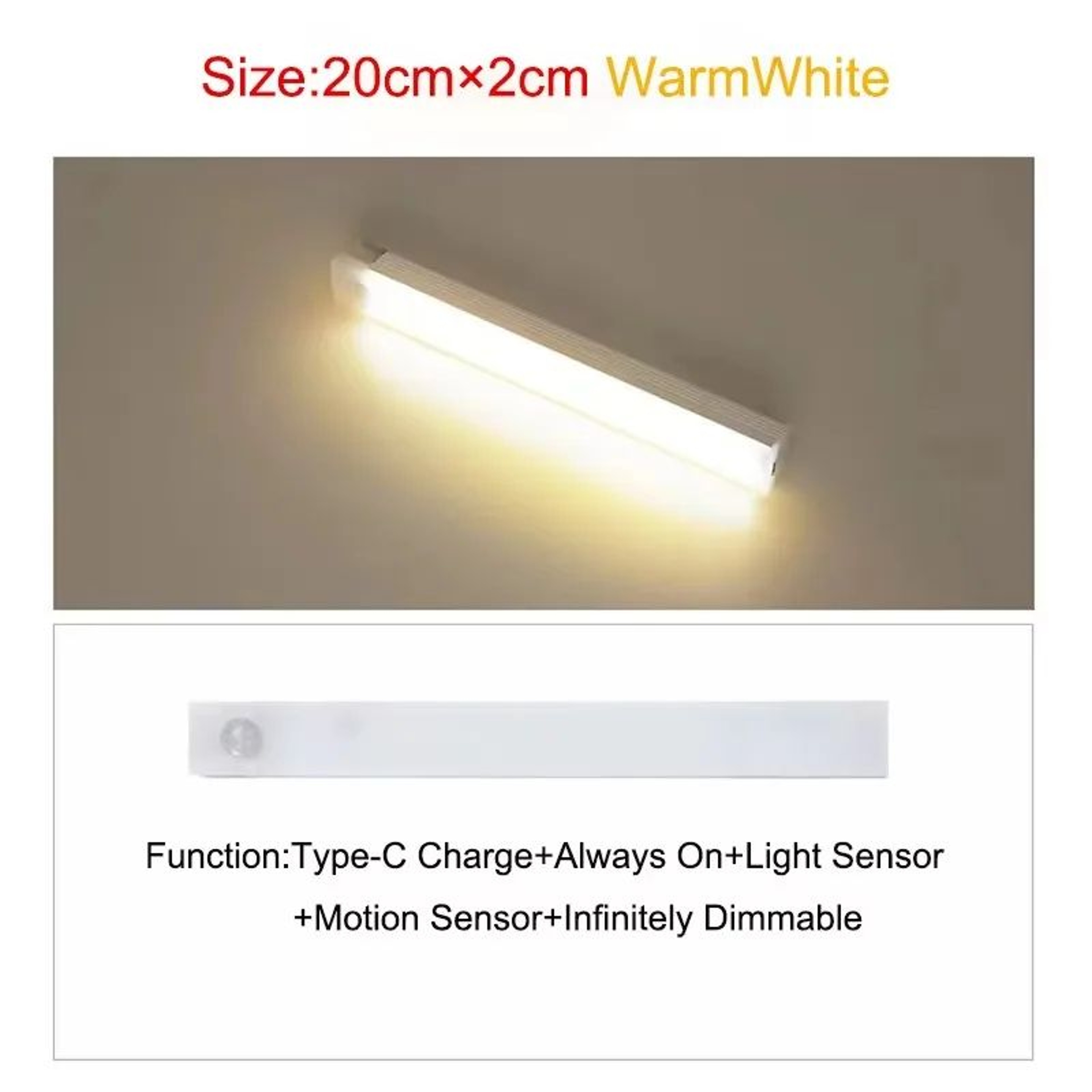 Rechargeable Magnetic LED Bar Light With Motion Sensor For Cabinets And Bedside 10
