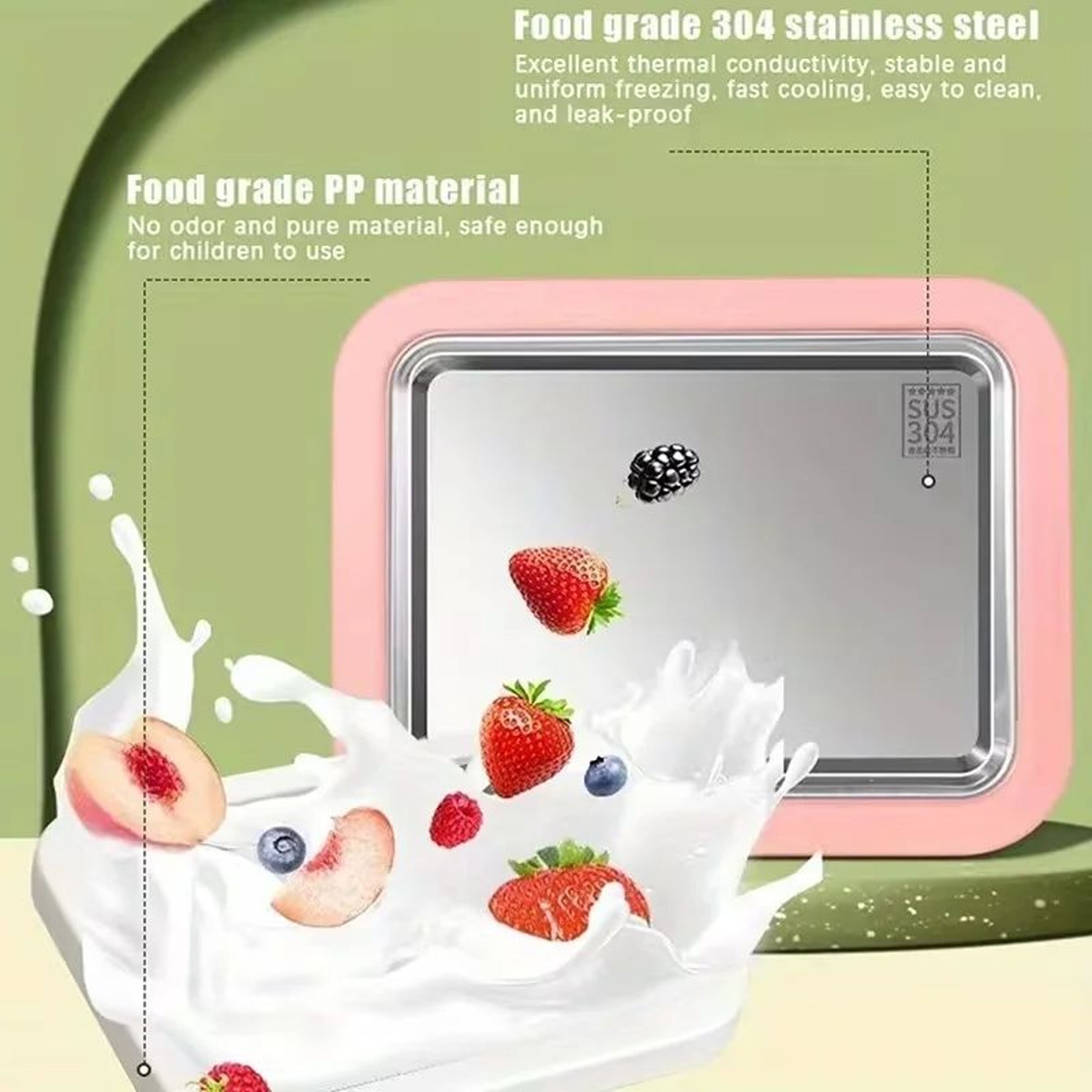 DIY Rolled Ice Cream Maker Pan With Two Scrapers For Homemade Desserts 7