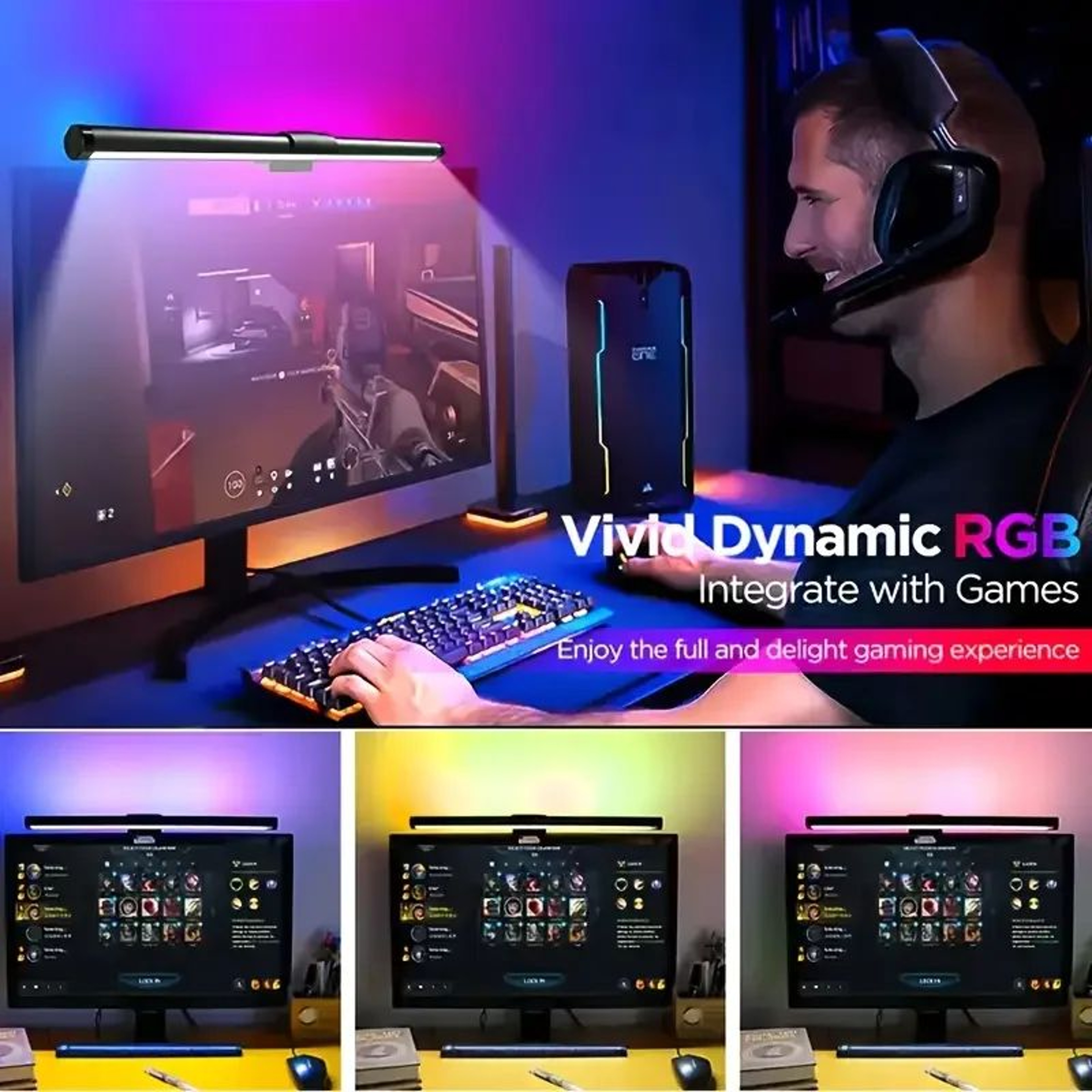 RGB 40cm LED Monitor Light Bar With Stepless Dimming For Work And Gaming 0