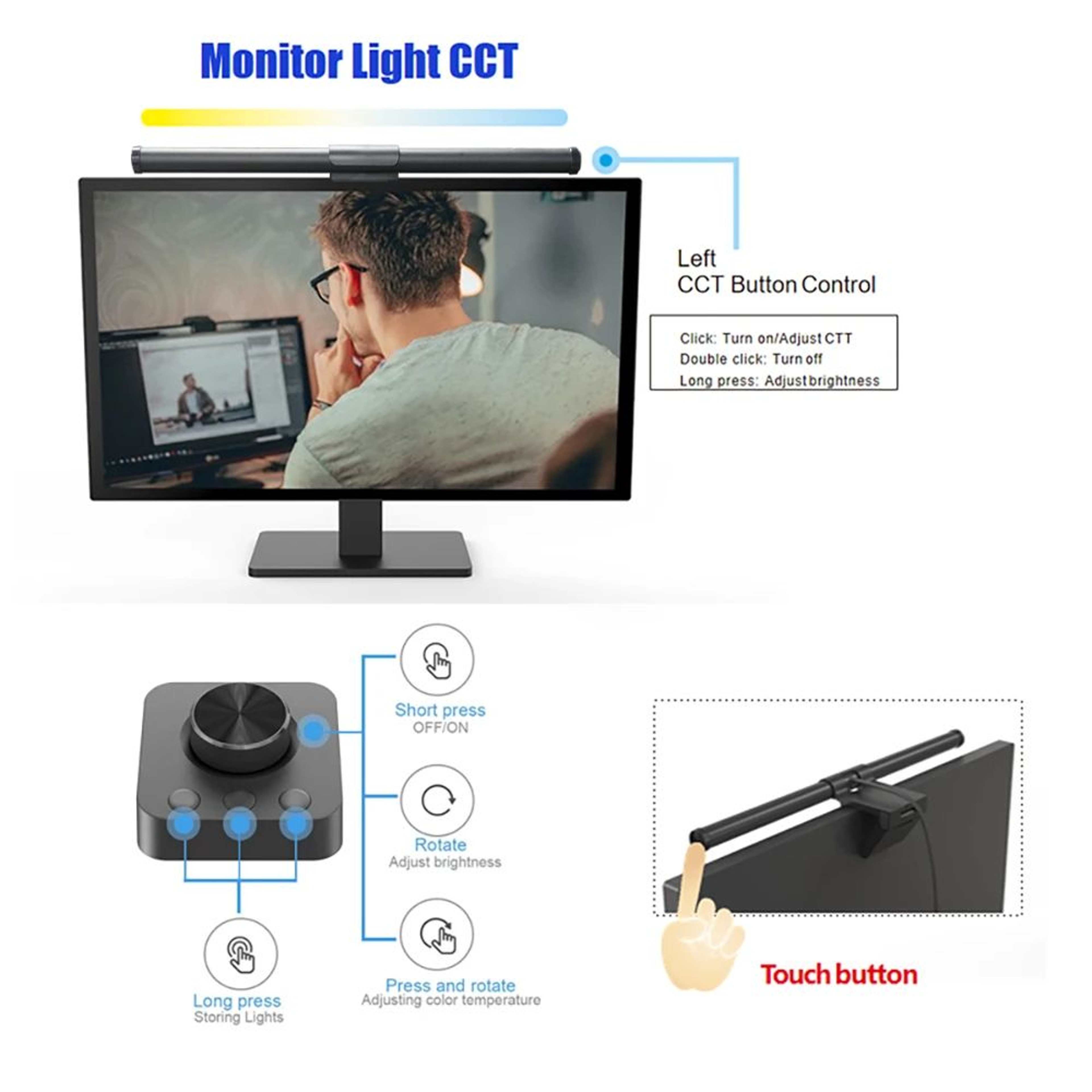 Dimmable LED Monitor Light Bar With Remote Control For Office And Gaming 4