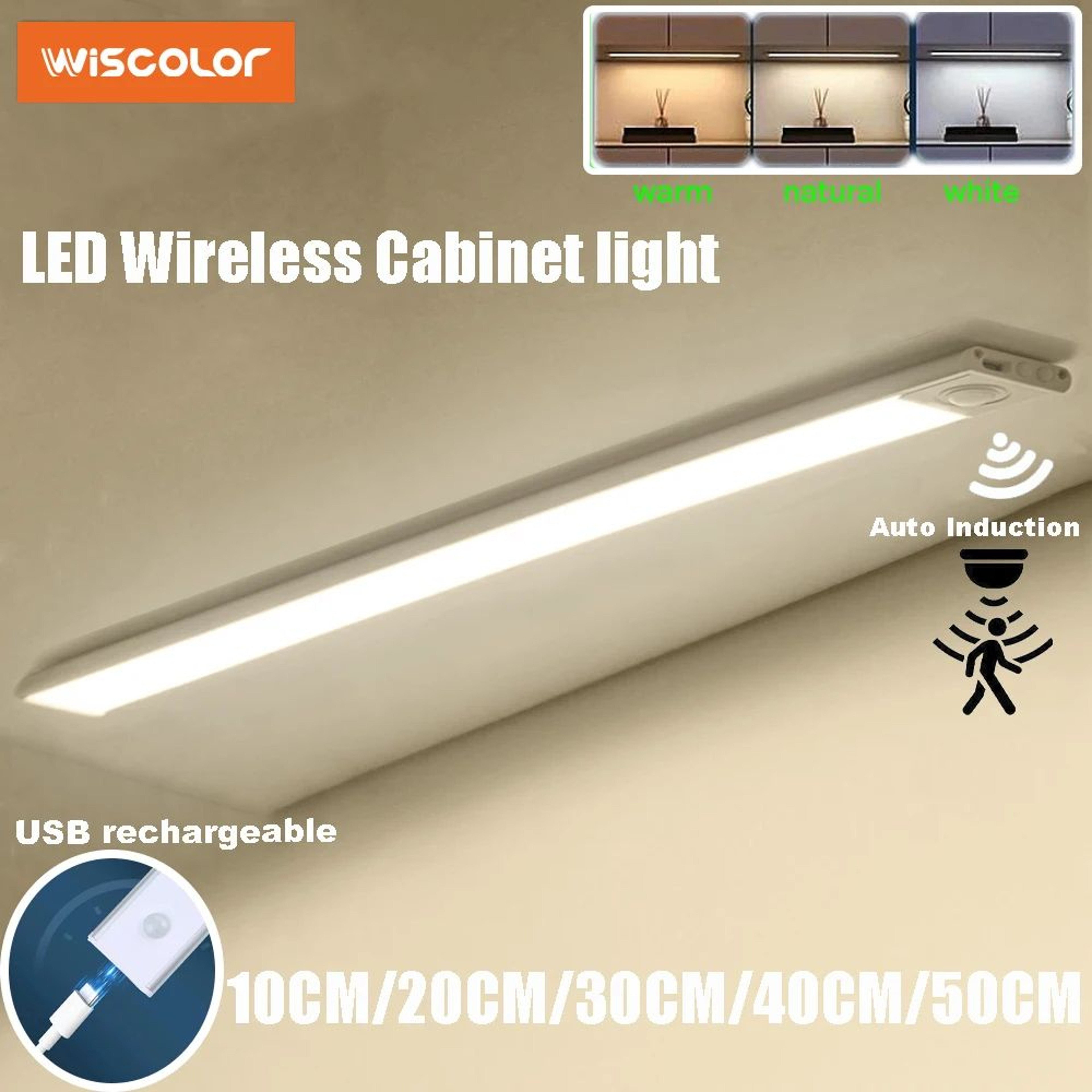 USB Rechargeable Wireless LED Motion Sensor Under Cabinet Light 0