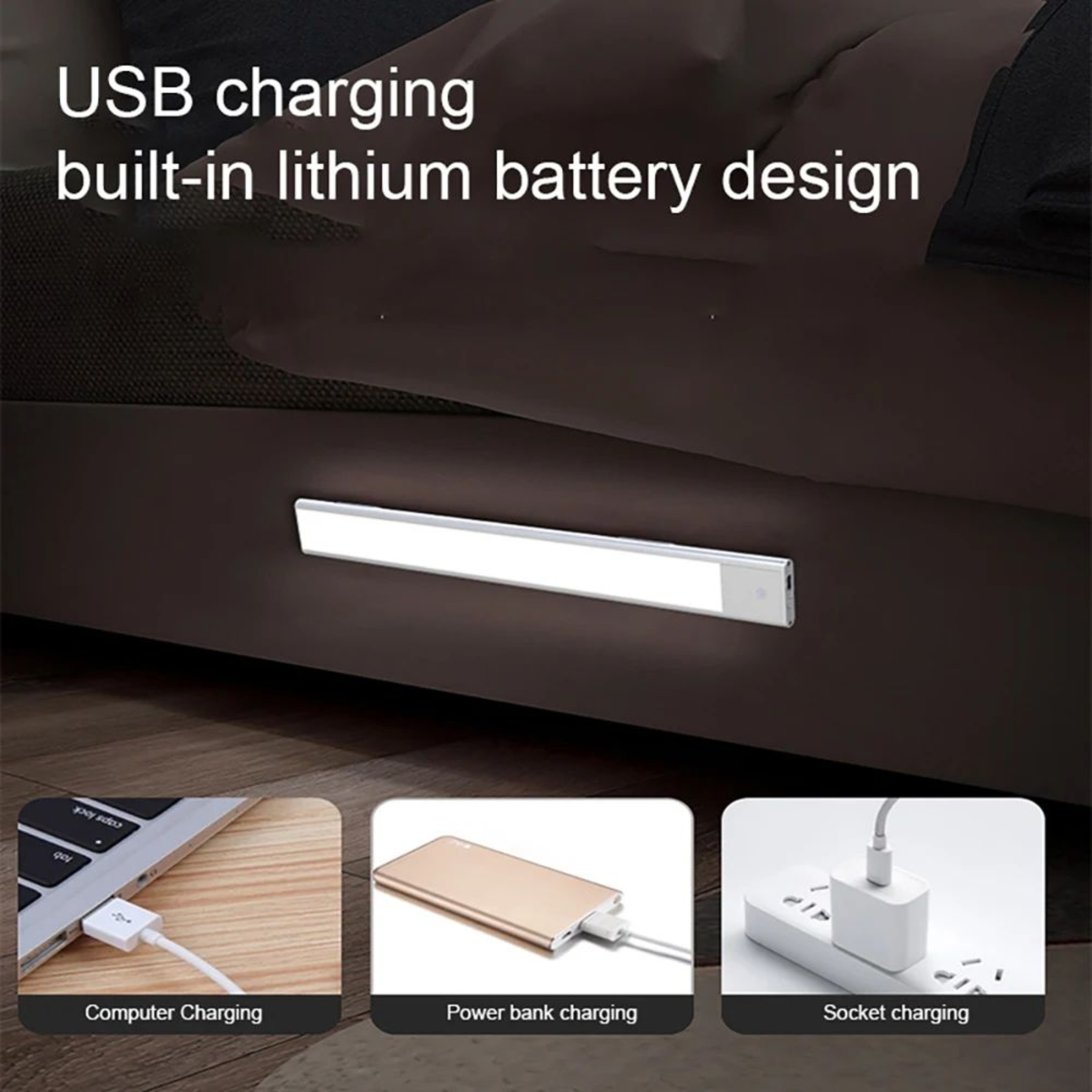 USB Rechargeable Wireless LED Motion Sensor Under Cabinet Light 3