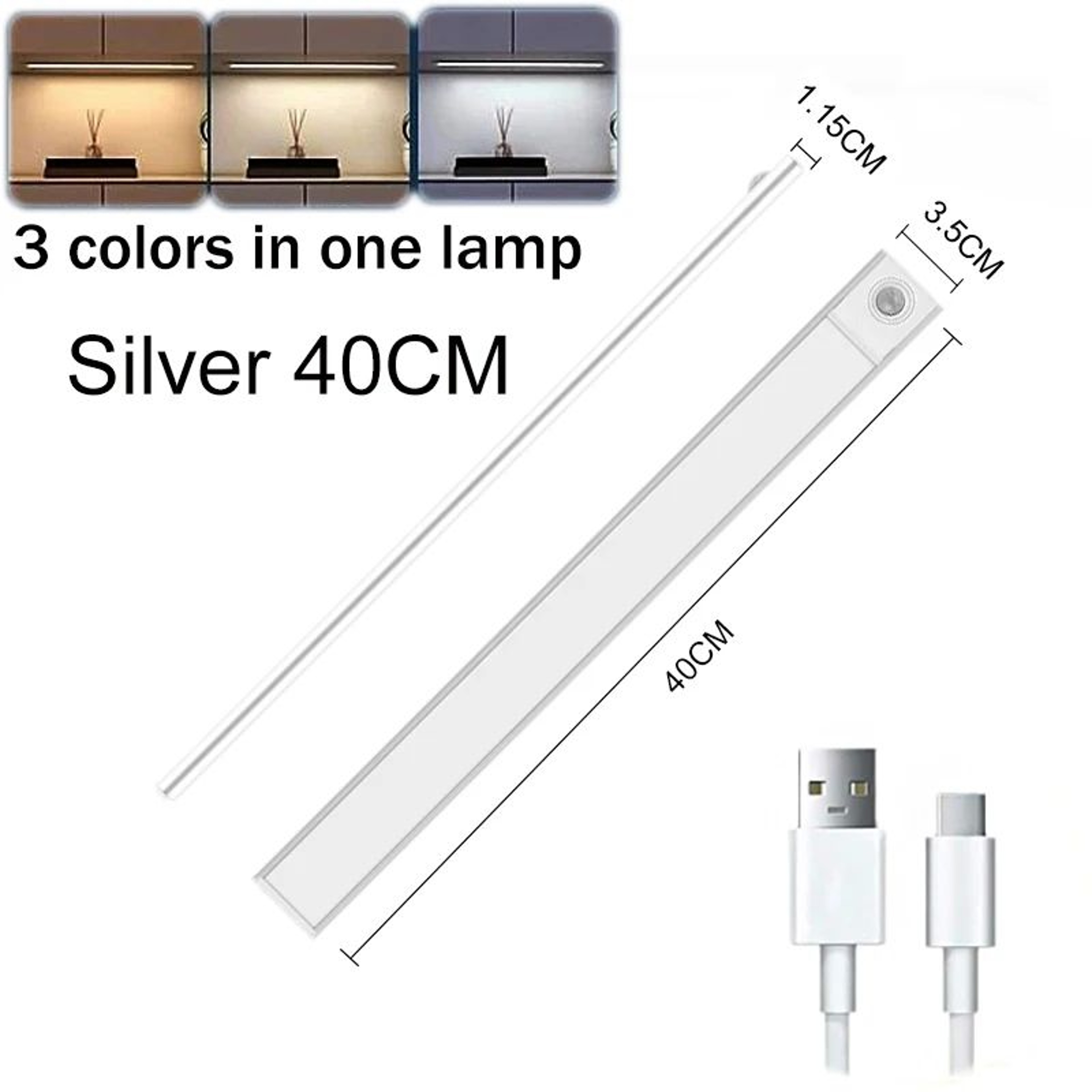 USB Rechargeable Wireless LED Motion Sensor Under Cabinet Light 14