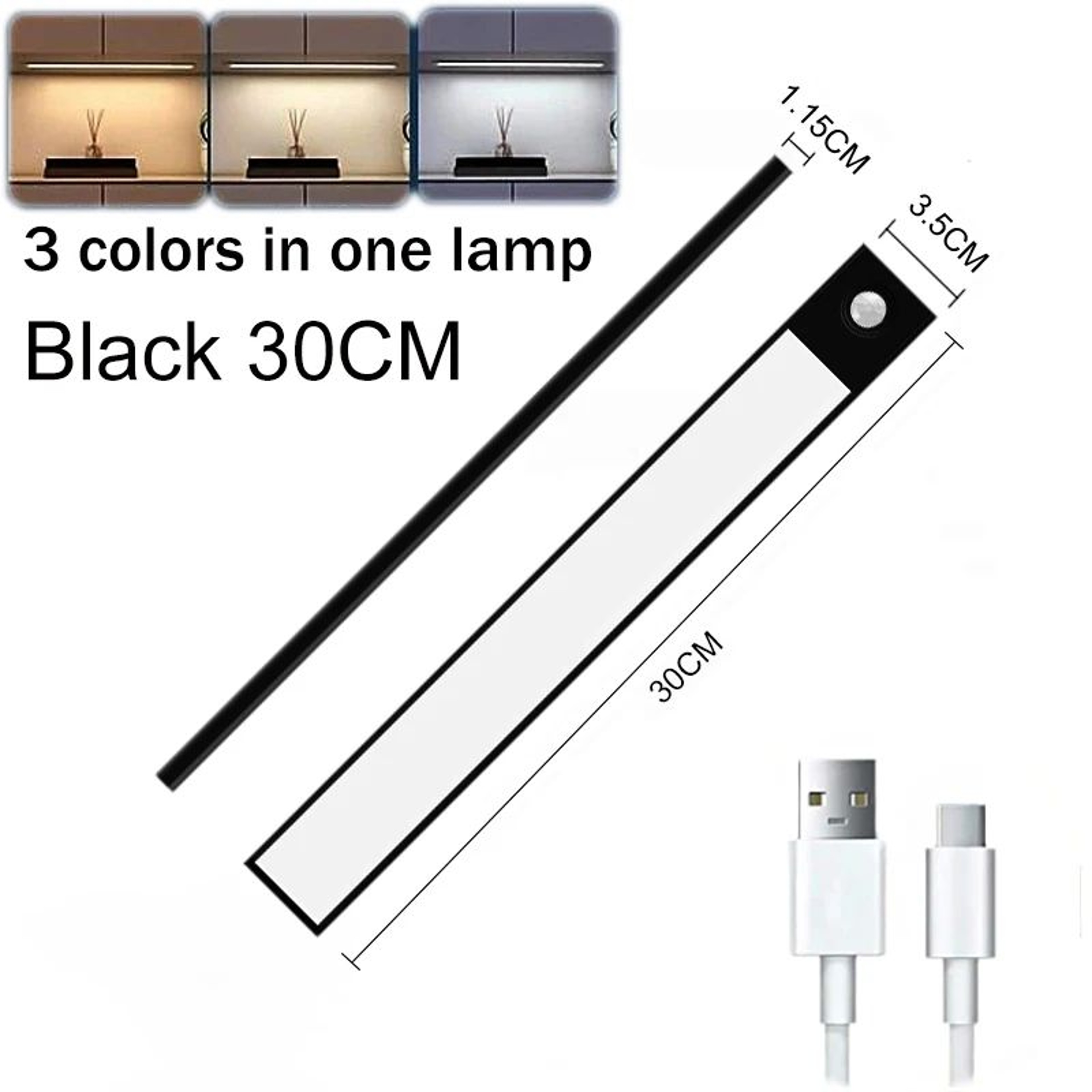 USB Rechargeable Wireless LED Motion Sensor Under Cabinet Light 15