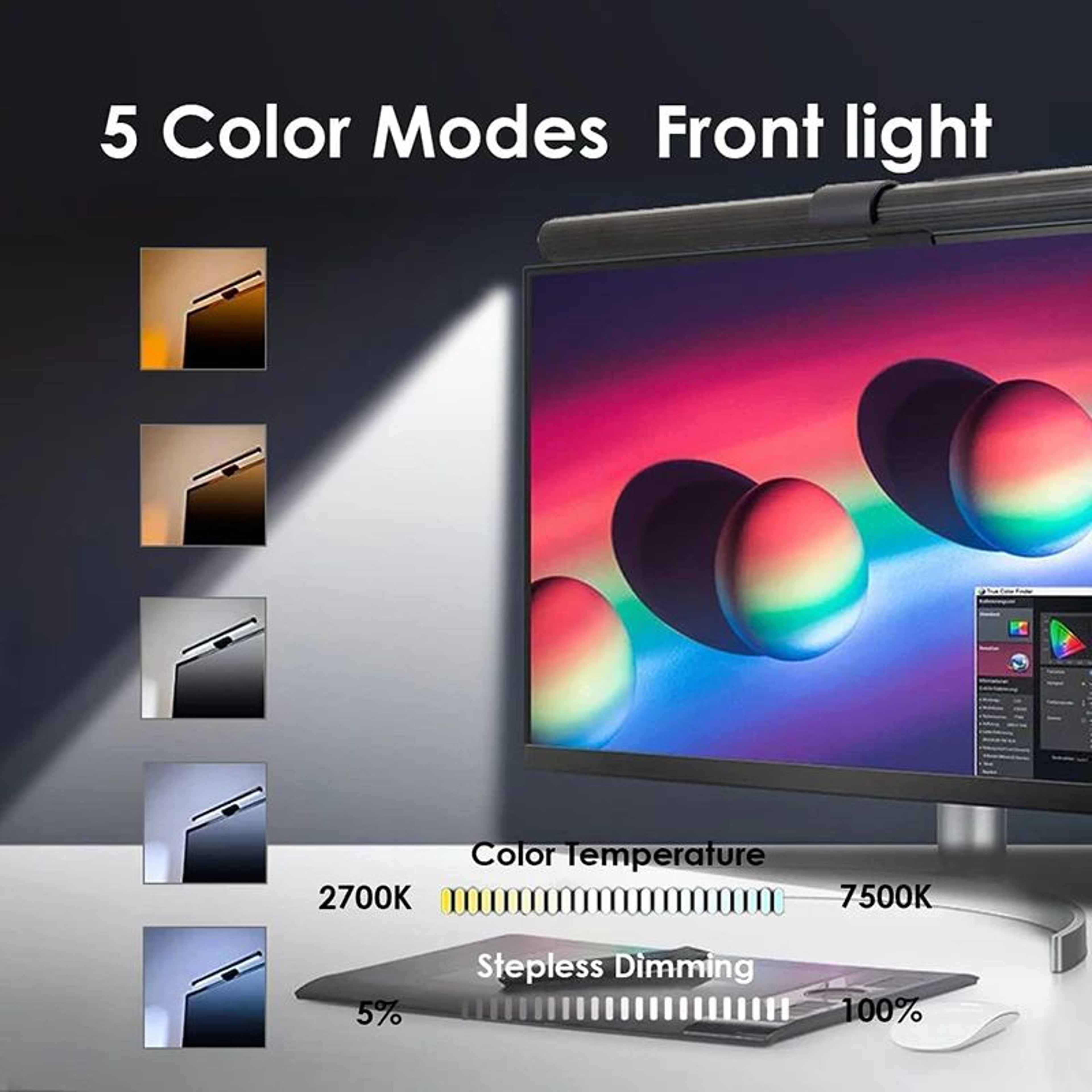 Wiscolor USB LED Monitor Light Bar With Remote Control And Stepless Dimming 7