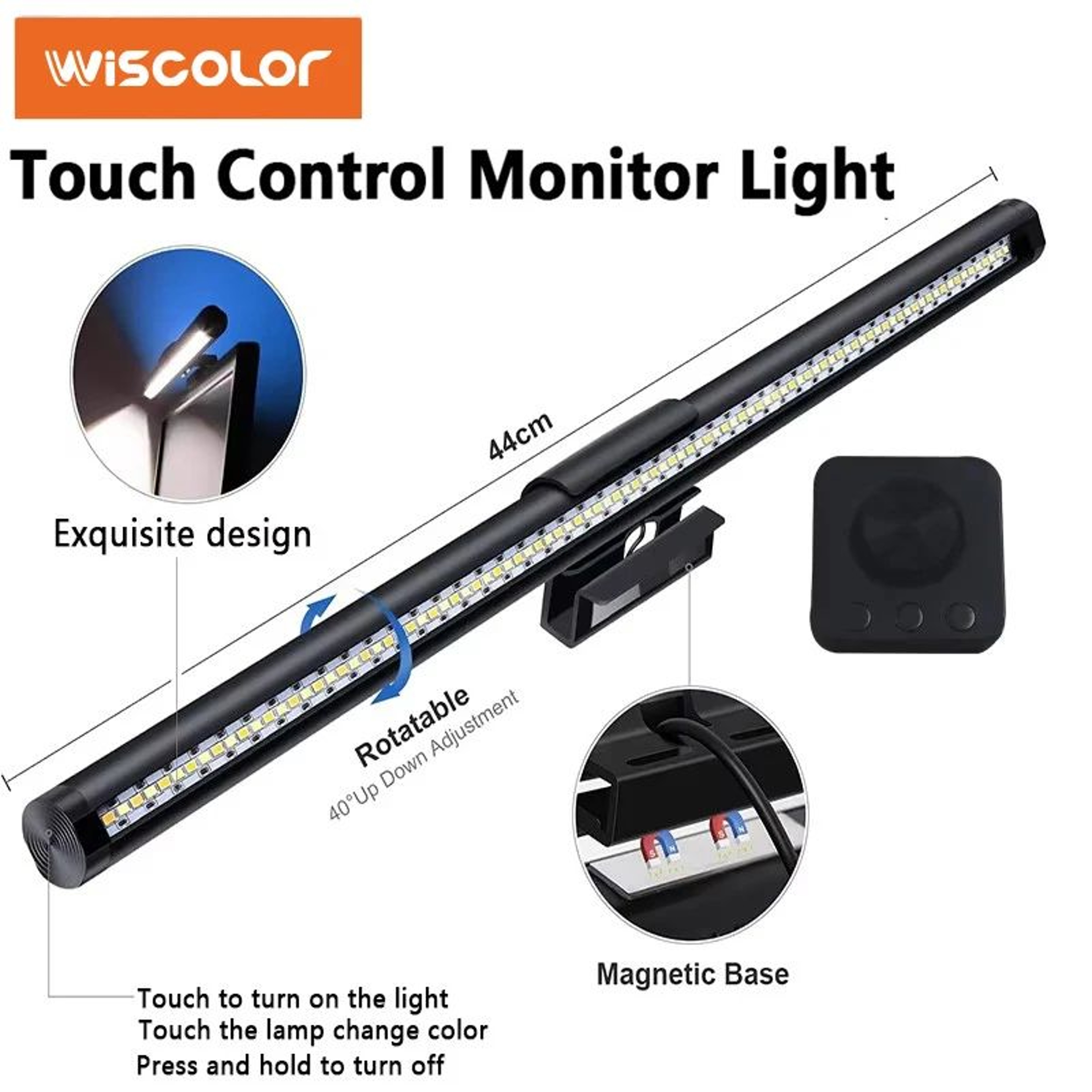 Wiscolor LED Monitor Light Bar With Remote Control And Stepless Dimming 0