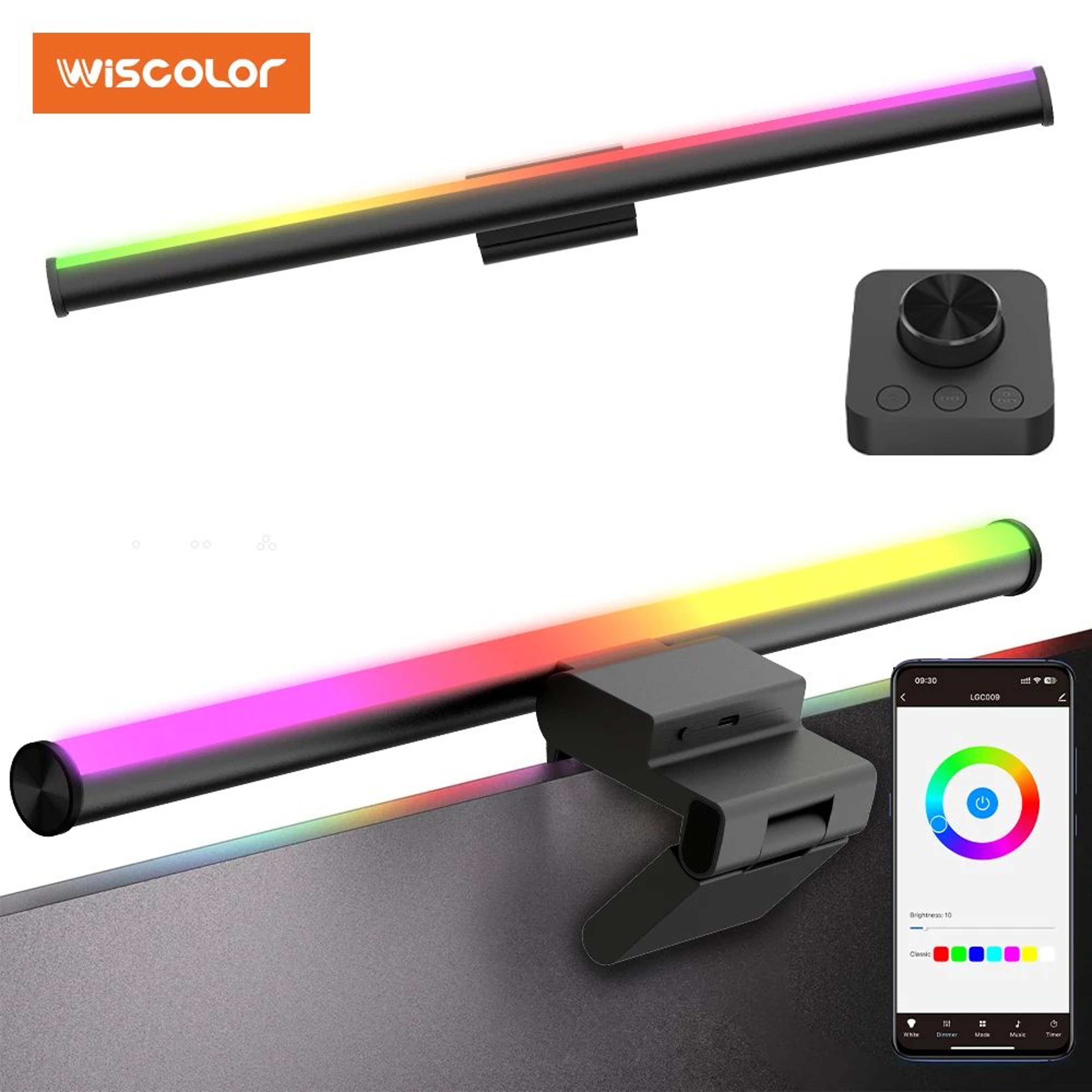 Wiscolor LED Monitor Light Bar With Remote Control And Stepless Dimming 10