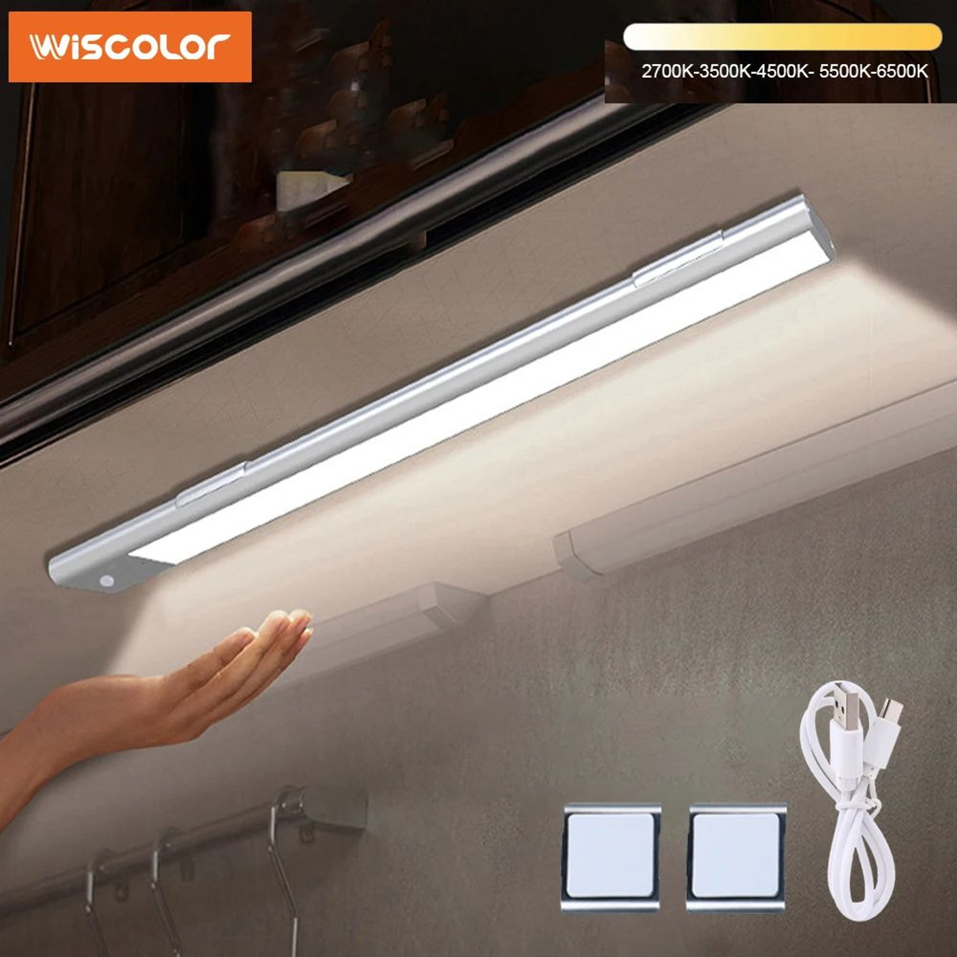 USB Rechargeable Motion Sensor LED Cabinet Light For Kitchen And Wardrobe 0