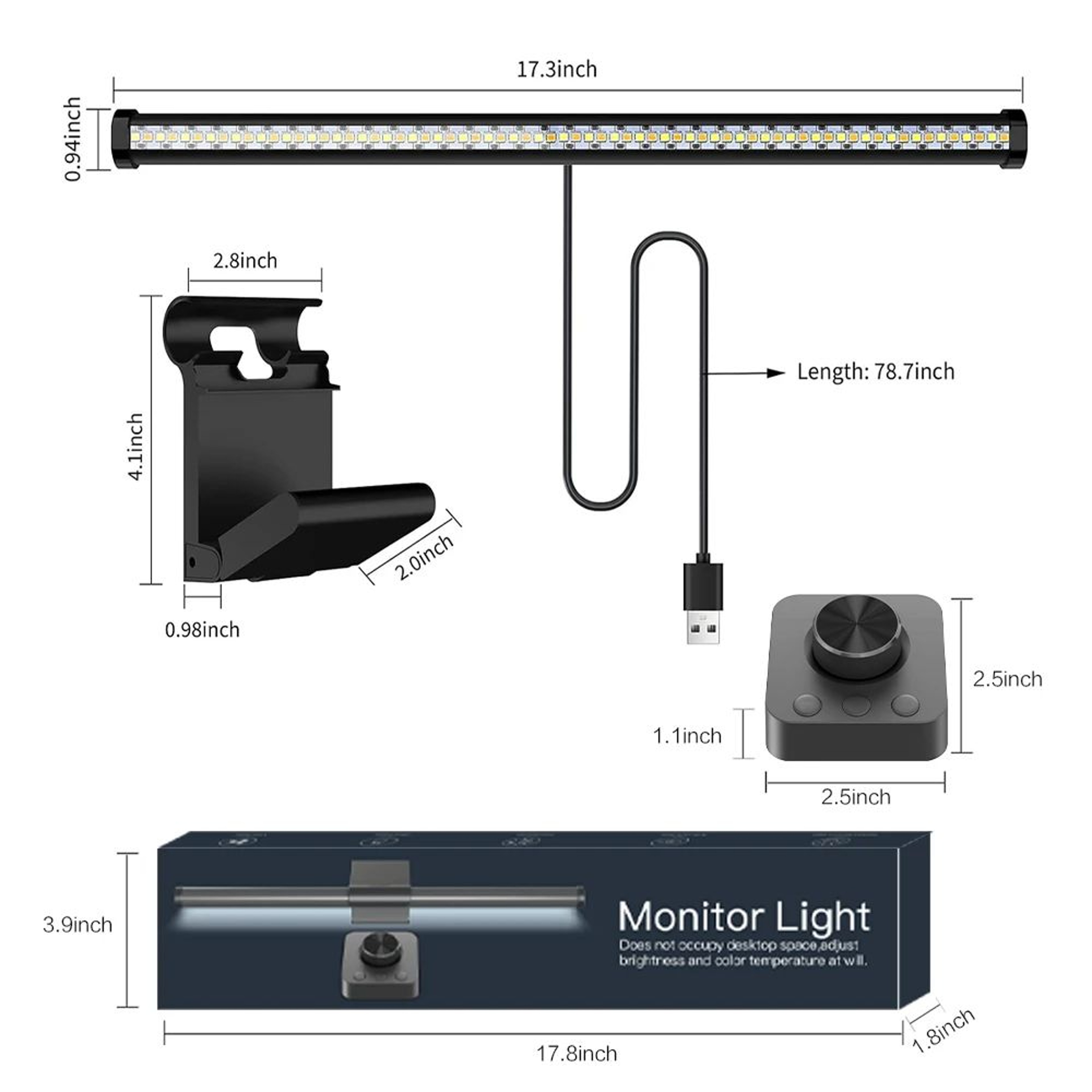 USB Dimmable RGB Monitor Light Bar For Computer And Gaming Desks 15