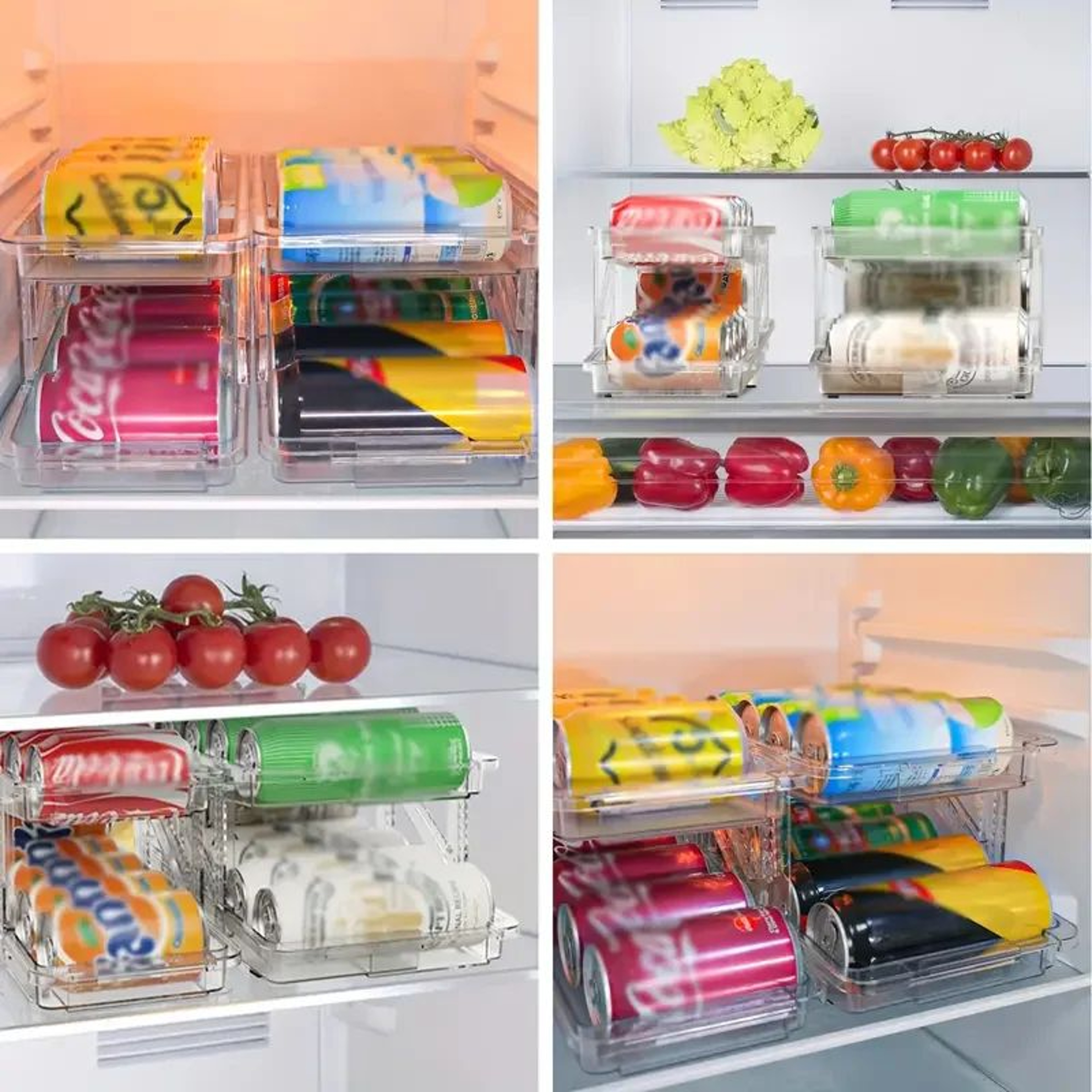 Adjustable Two Tier Soda Can Organizer Set For Refrigerator And Kitchen 2