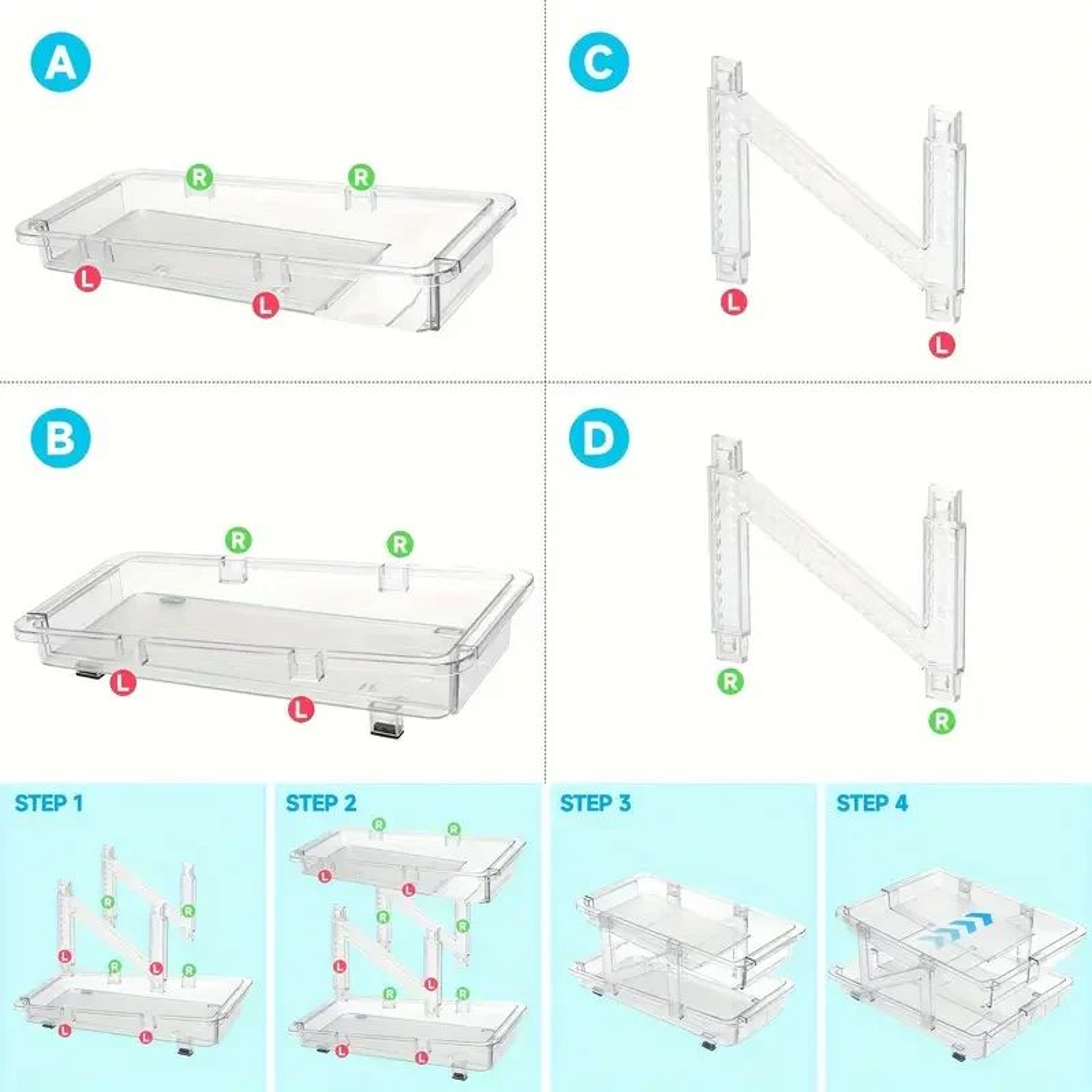 Adjustable Two Tier Soda Can Organizer Set For Refrigerator And Kitchen 5