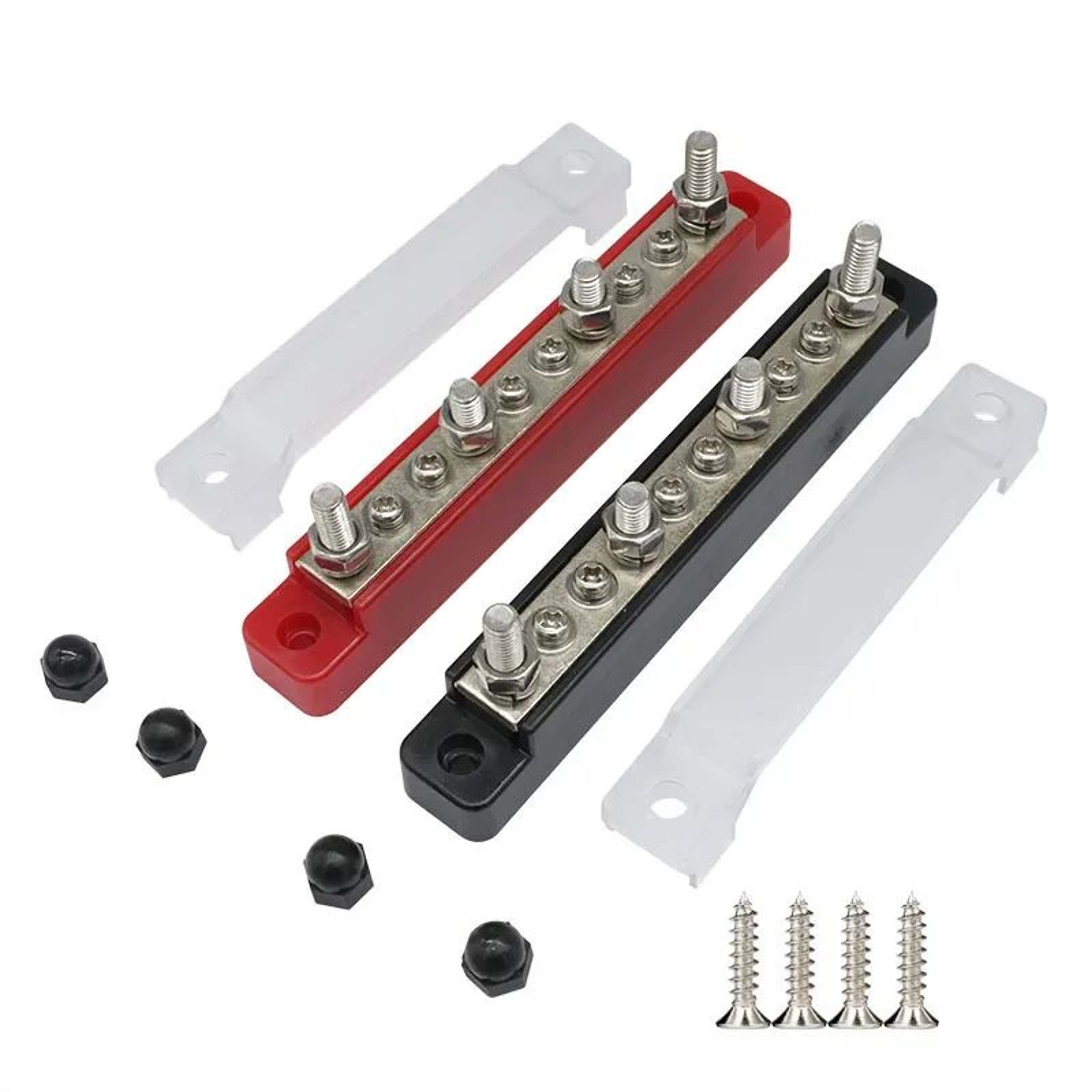 10 Way Bus Bar Power Distribution Block With Cover And Heat Shrink Tubing 0