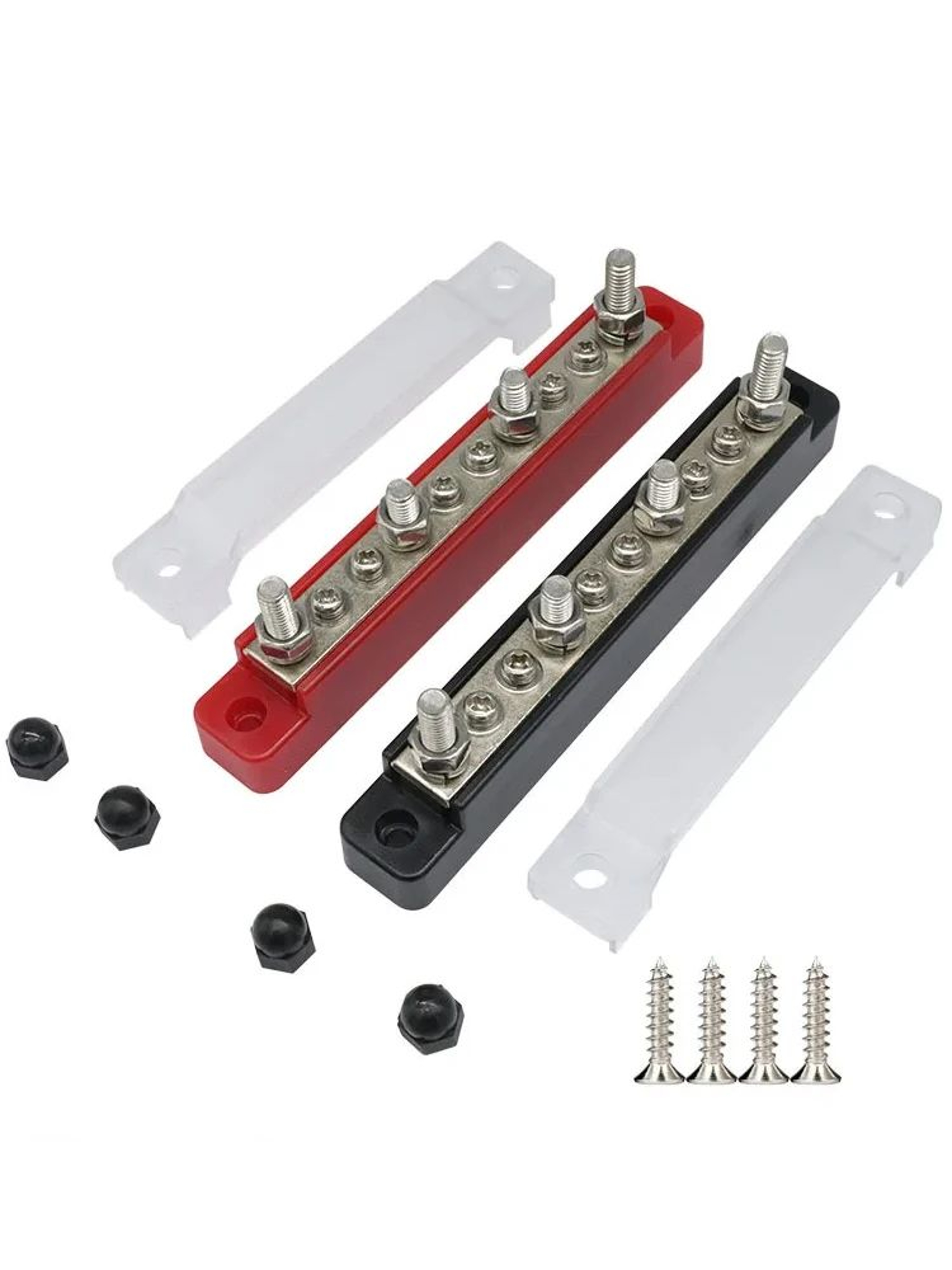 10 Way Bus Bar Power Distribution Block With Cover And Heat Shrink Tubing 6