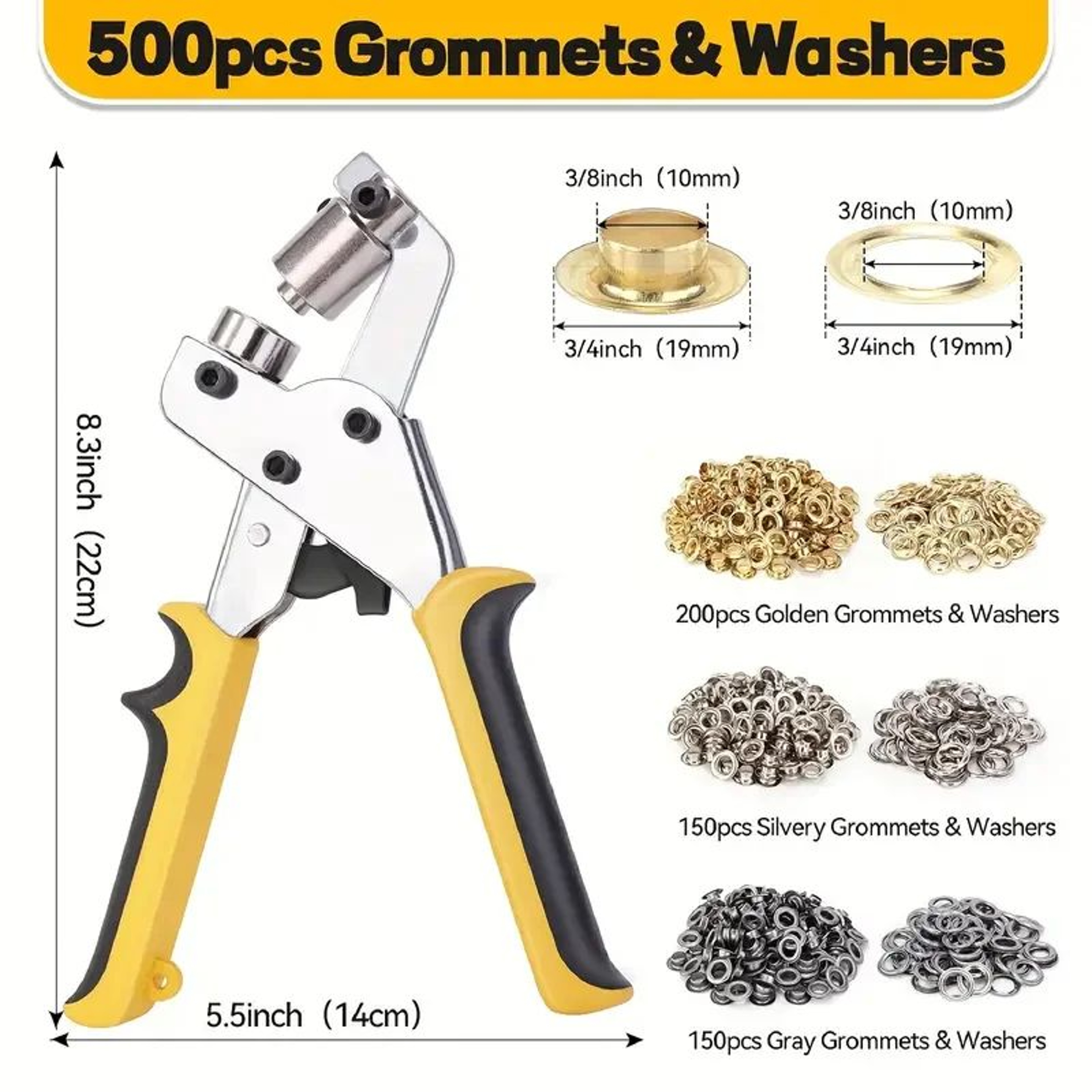 10mm Grommet Pliers Kit With 500 Eyelet Sets For Leather And Canvas 6
