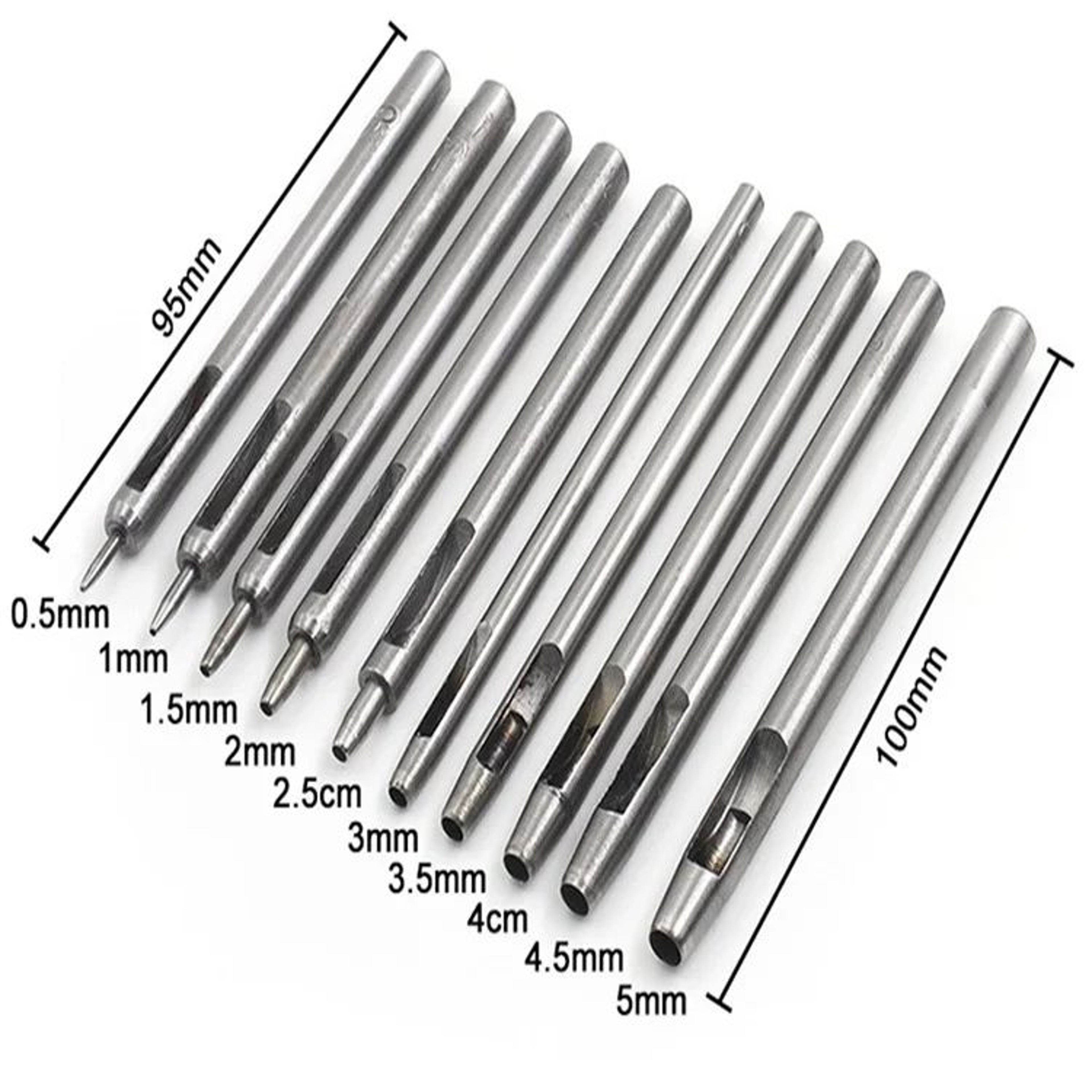 10 Piece Steel Hollow Round Hole Punch Set For Leather Belts And Crafts 6