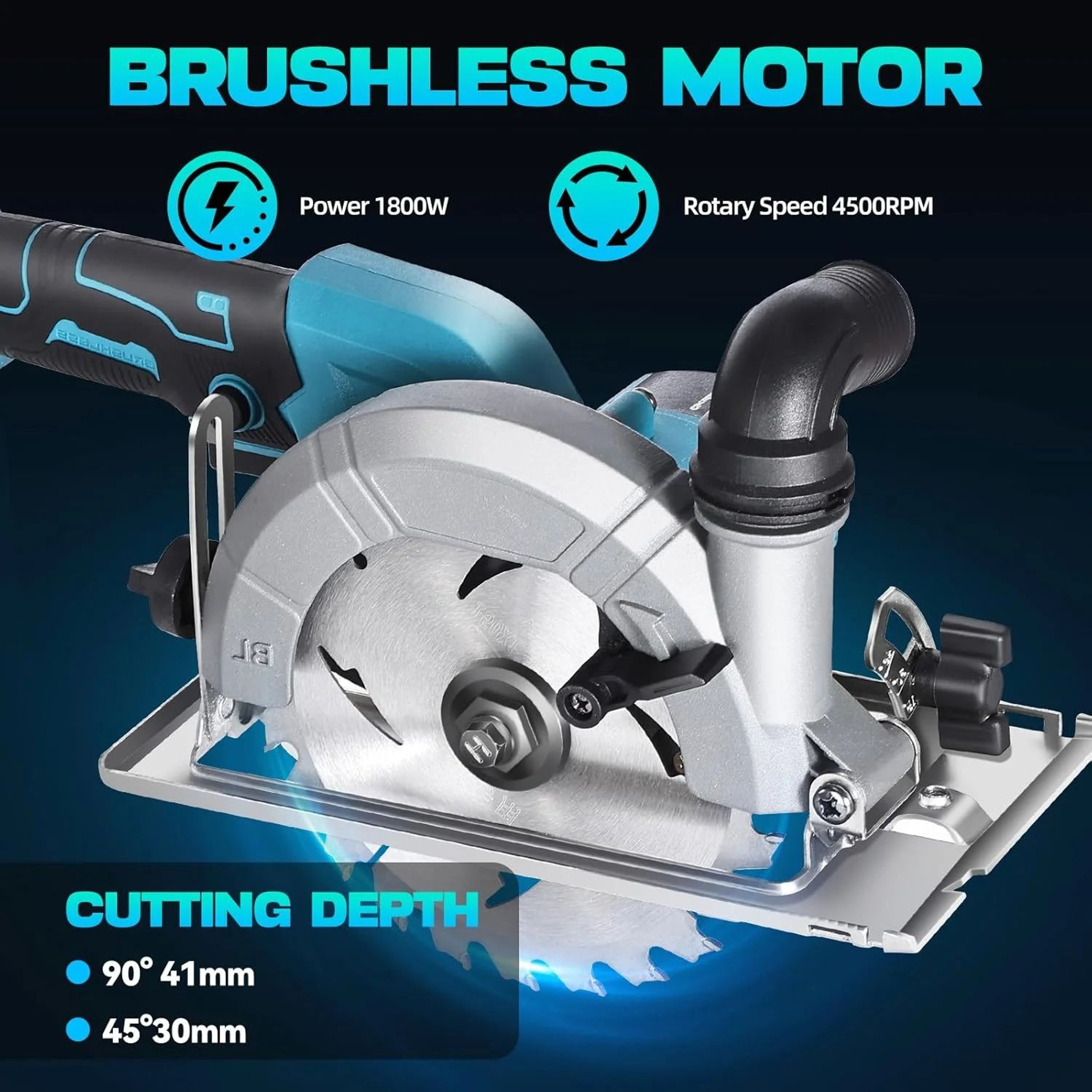 1100W Brushless Cordless Circular Saw Compatible With Makita 18V Battery 1