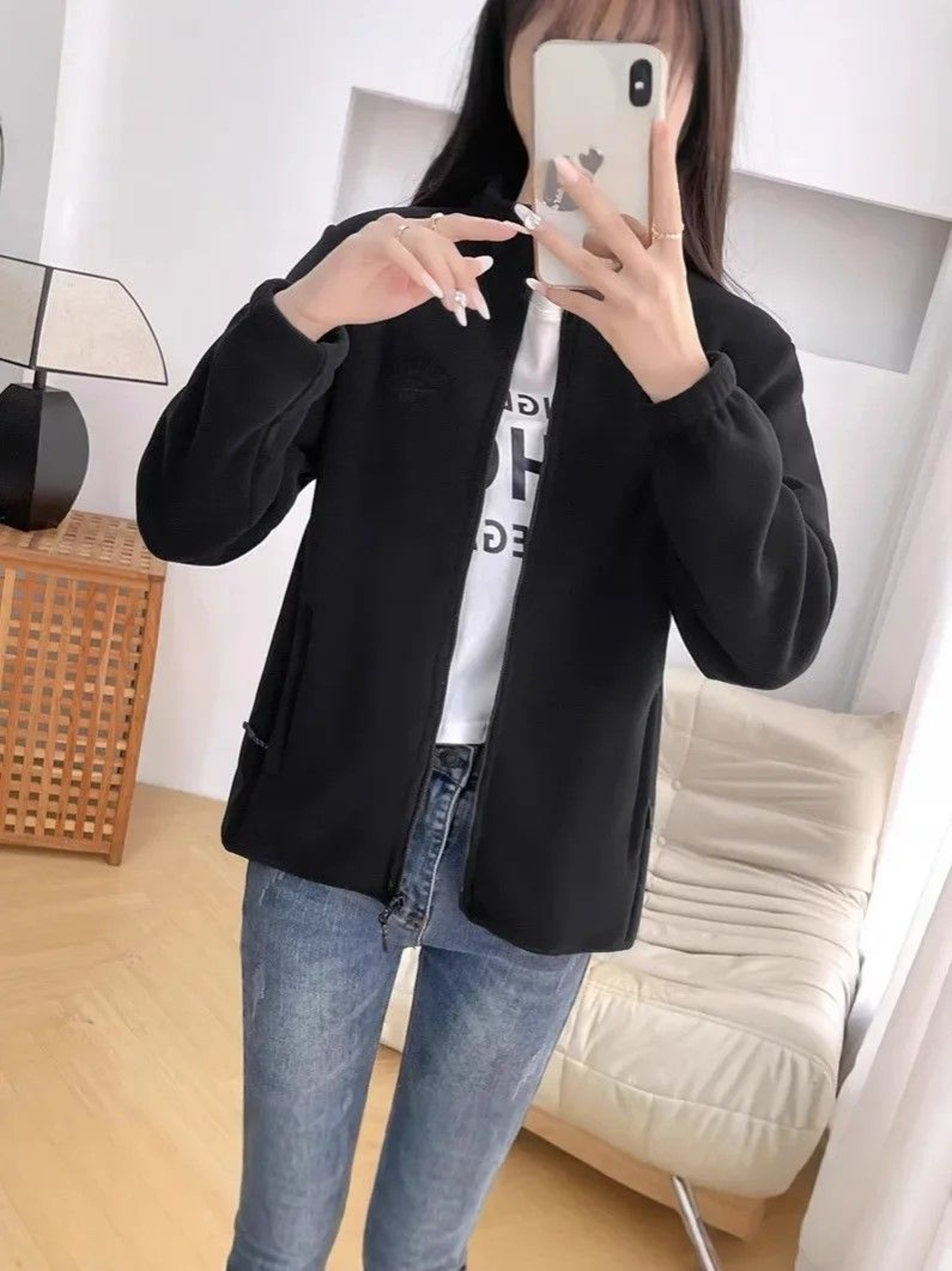 Winter Luxe Polar Fleece Letter Print Coat  Womens Loose Fit WoolLiner Jacket 14