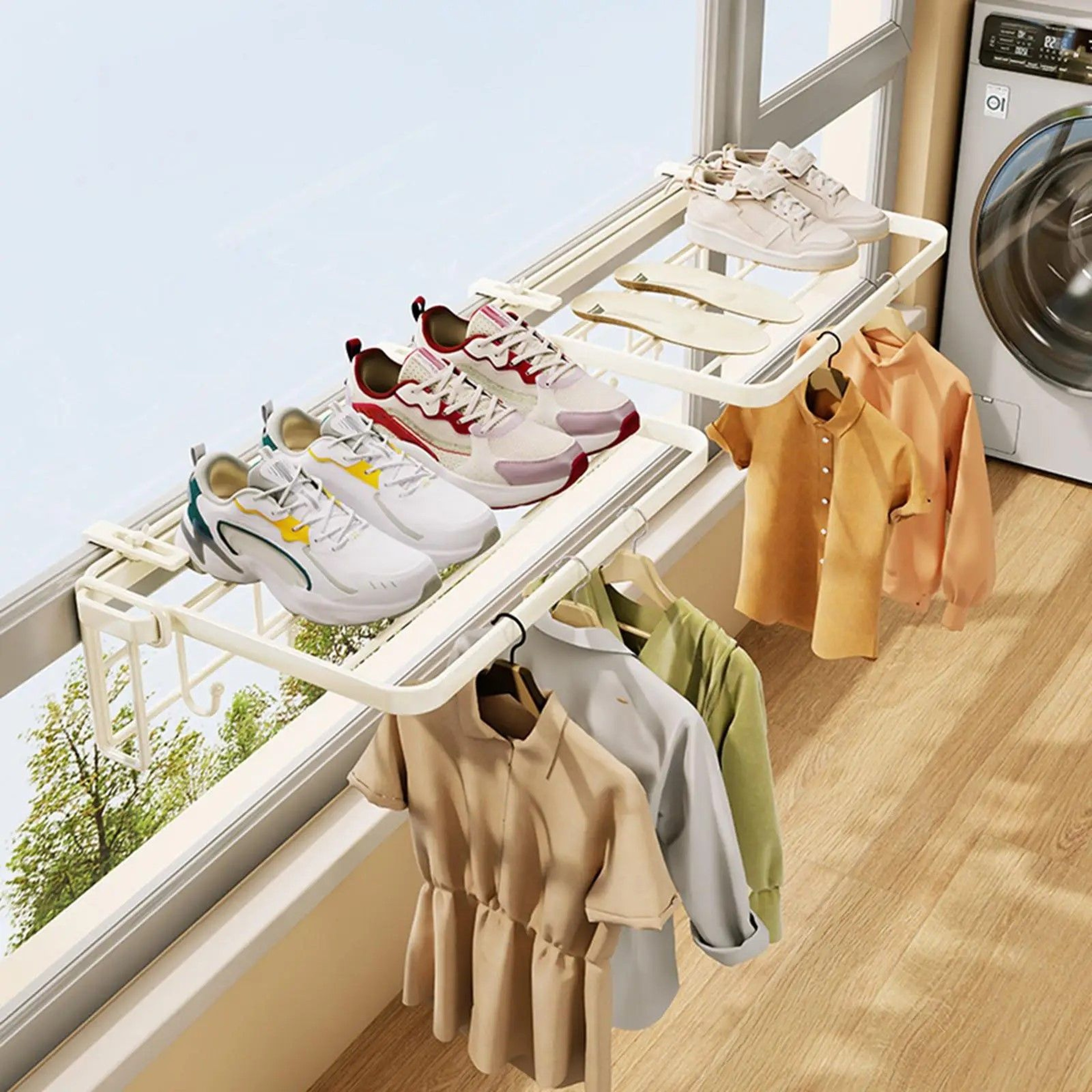 Premium FoldAway Balcony Clothes Drying Rack Indoor  Outdoor Rail Mounted Drying Solution 0