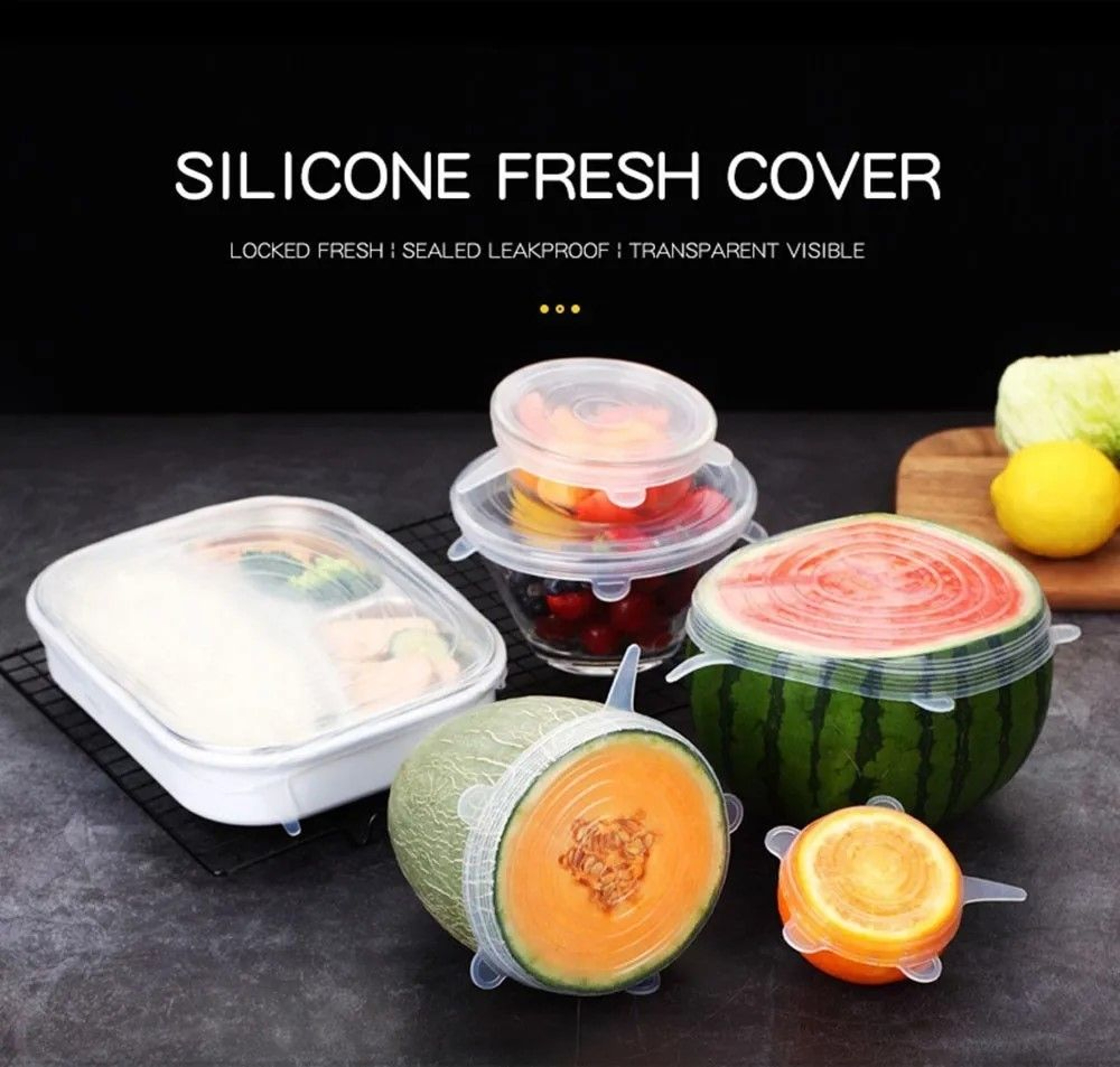 EcoSeal Silicone StretchLid Set  6Piece Universal Food Covers 0
