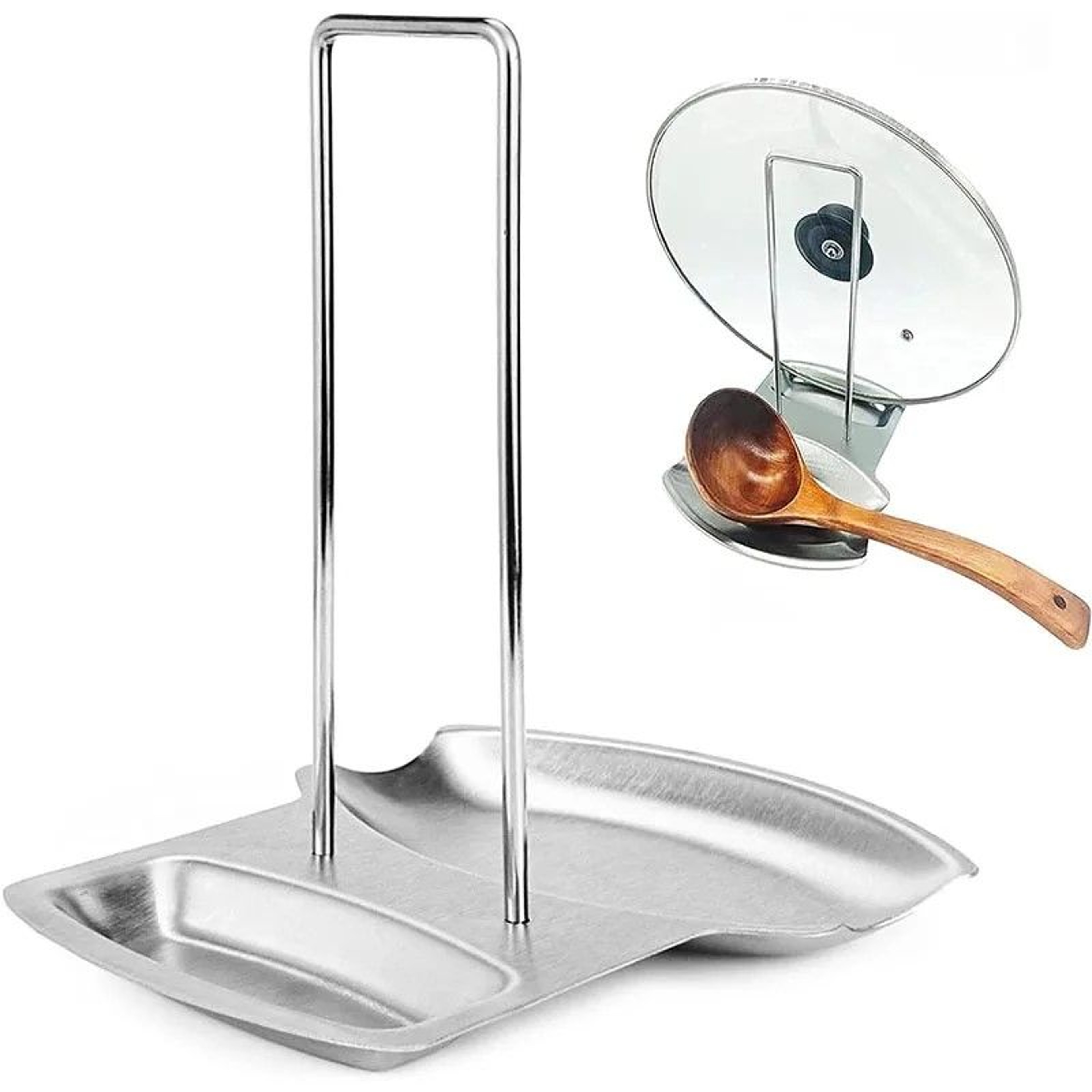 Sleek Stainless Kitchen Lid  Spoon Organizer Rack 0